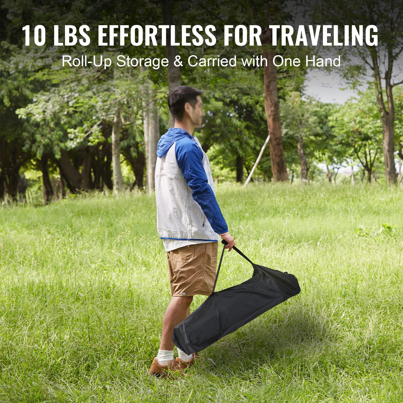 VEVOR Folding Camping Table, Outdoor Portable Side Tables, Lightweight Fold Up Table, Aluminum & Steel Ultra Compact Work Table with Large Storage and Carry Bag, For Beach, Picnic, Travel, 24x16 inch 3