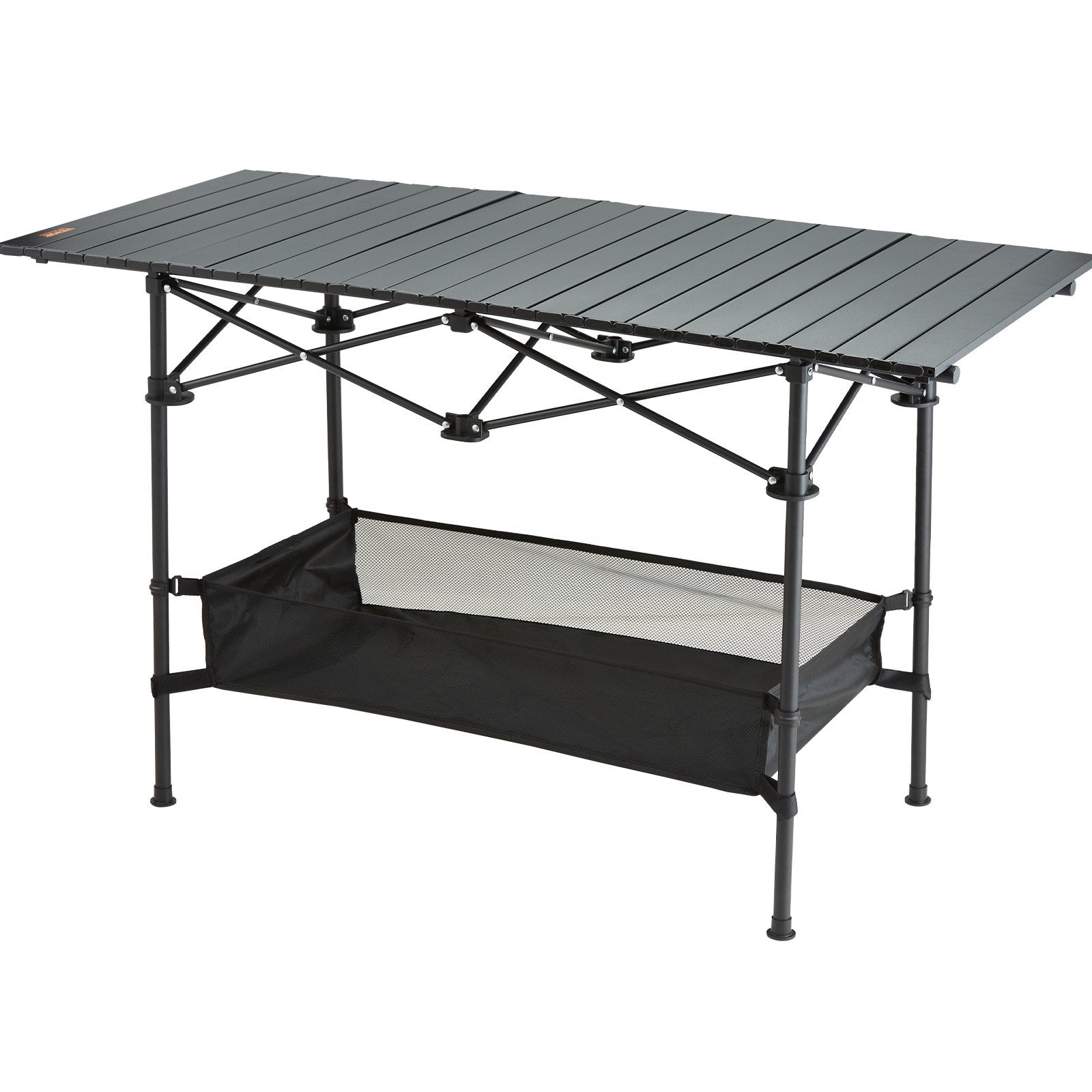 VEVOR Folding Camping Table, Outdoor Portable Side Tables, Lightweight Fold Up Table, Aluminum & Steel Ultra Compact Work Table with Large Storage and Carry Bag, For Beach, Picnic, Travel, 24x16 inch 9