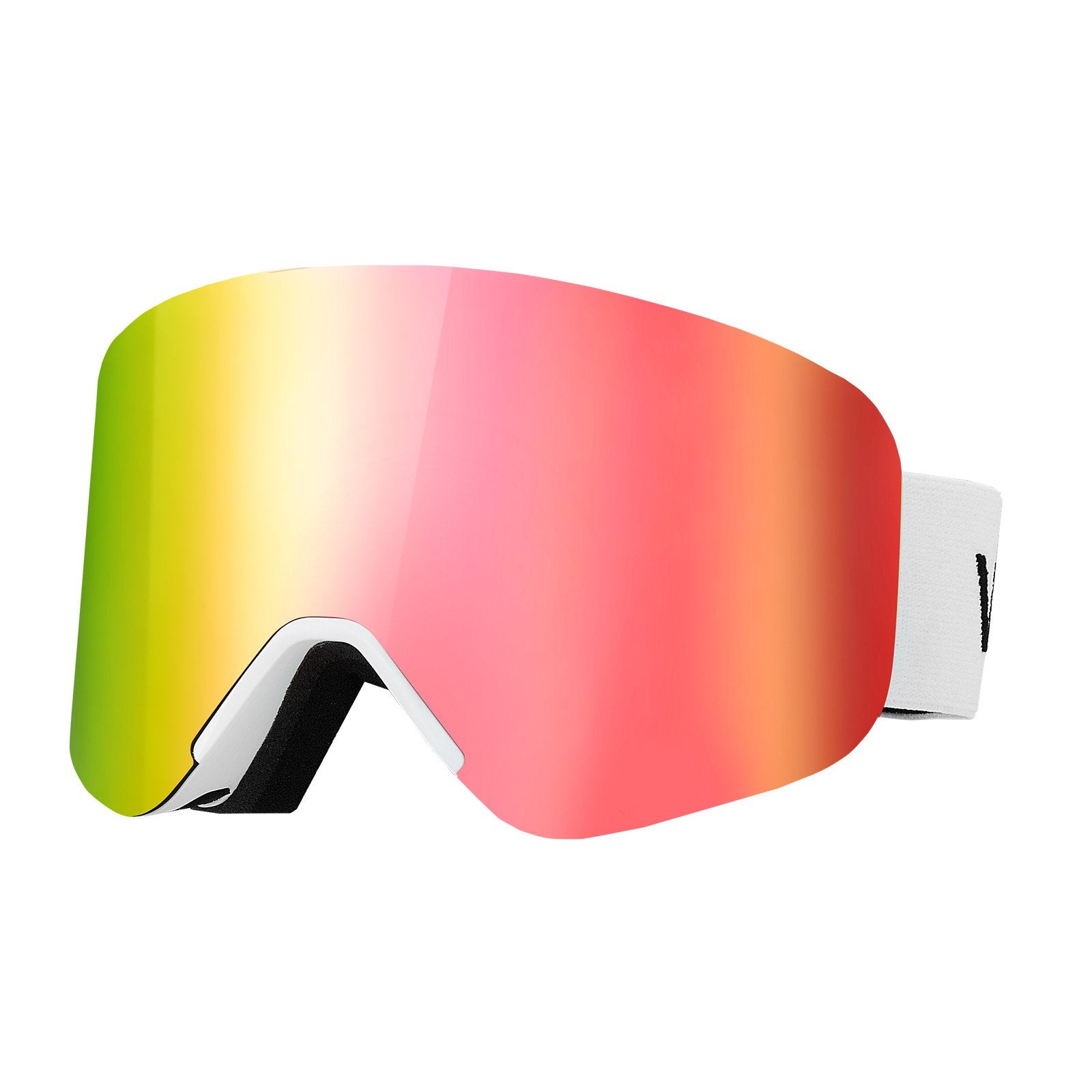 VEVOR Frameless Ski Goggles, Magnet Cylindrical Lens with Pink Revo Coating, OTG Anti fog Snow Goggles for Men Women Youth, TPU Frame & Ventilation Structure, Fit for Skiing, Skating, Snowboarding