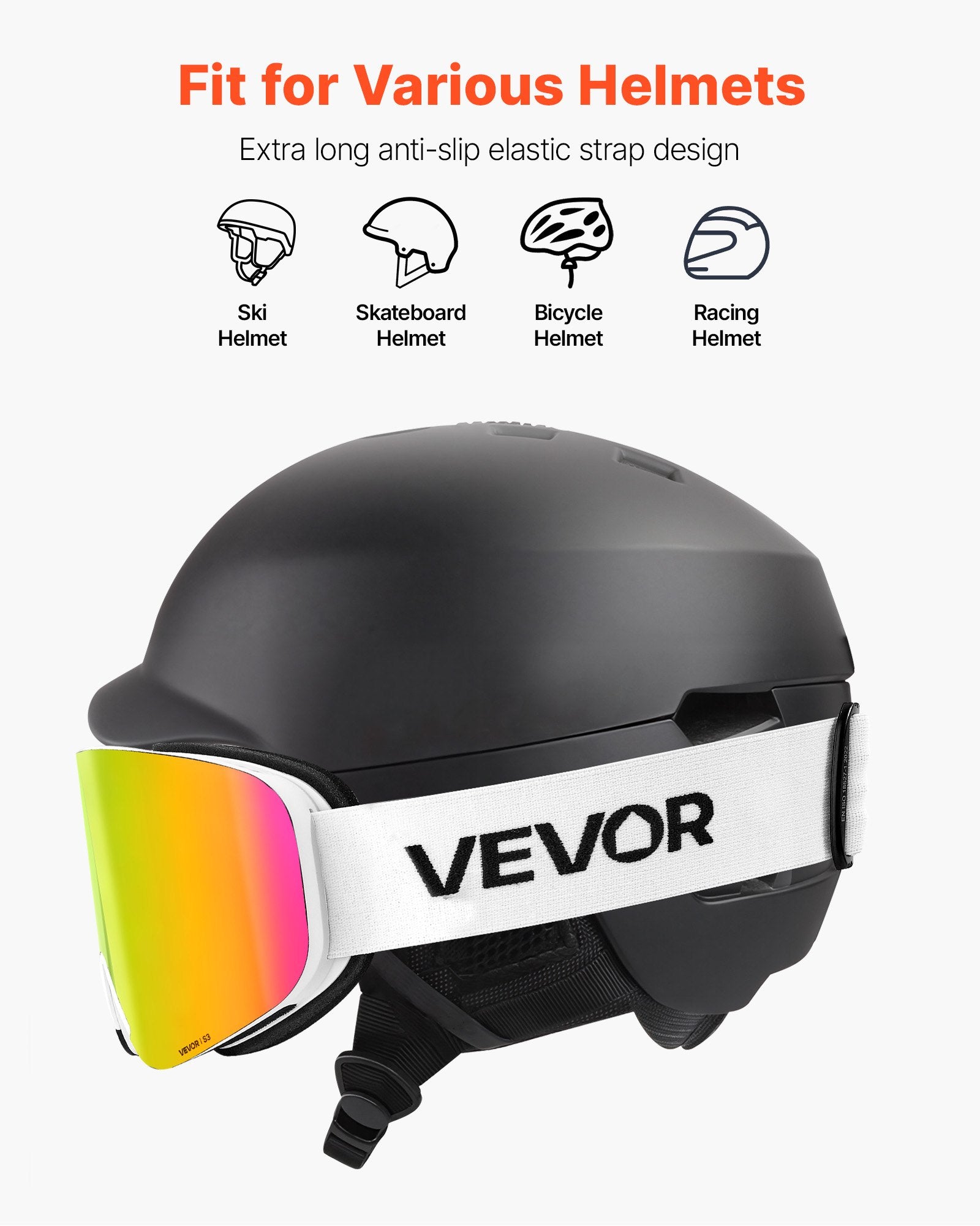 VEVOR Frameless Ski Goggles, Magnet Cylindrical Lens with Pink Revo Coating, OTG Anti fog Snow Goggles for Men Women Youth, TPU Frame & Ventilation Structure, Fit for Skiing, Skating, Snowboarding 6