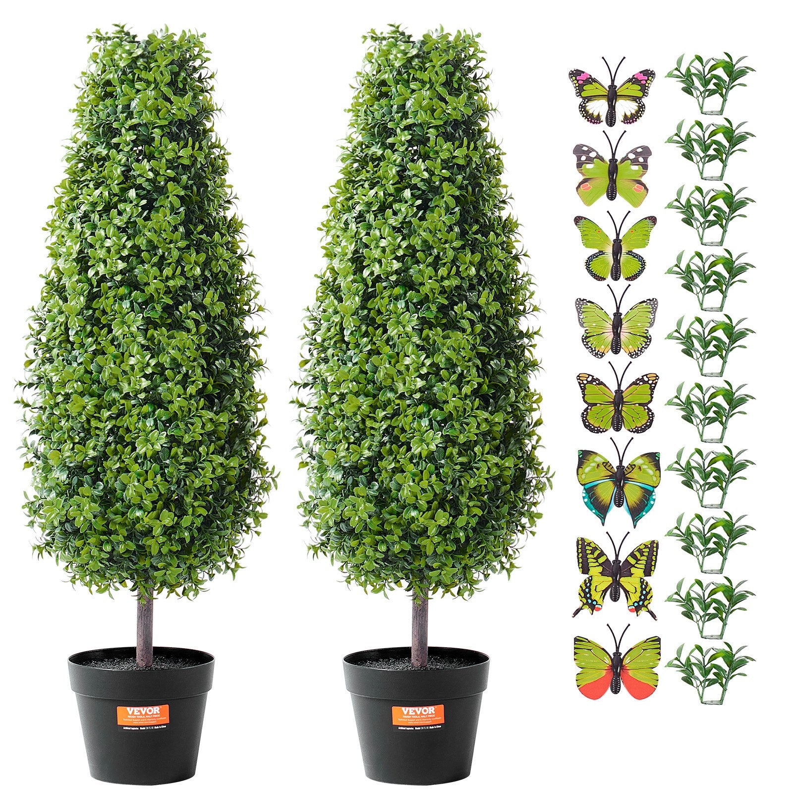 VEVOR 2 Pack 91.4cm Artificial Boxwood Topiary Tree Faux Plant UV Decor In/Outdoor 9