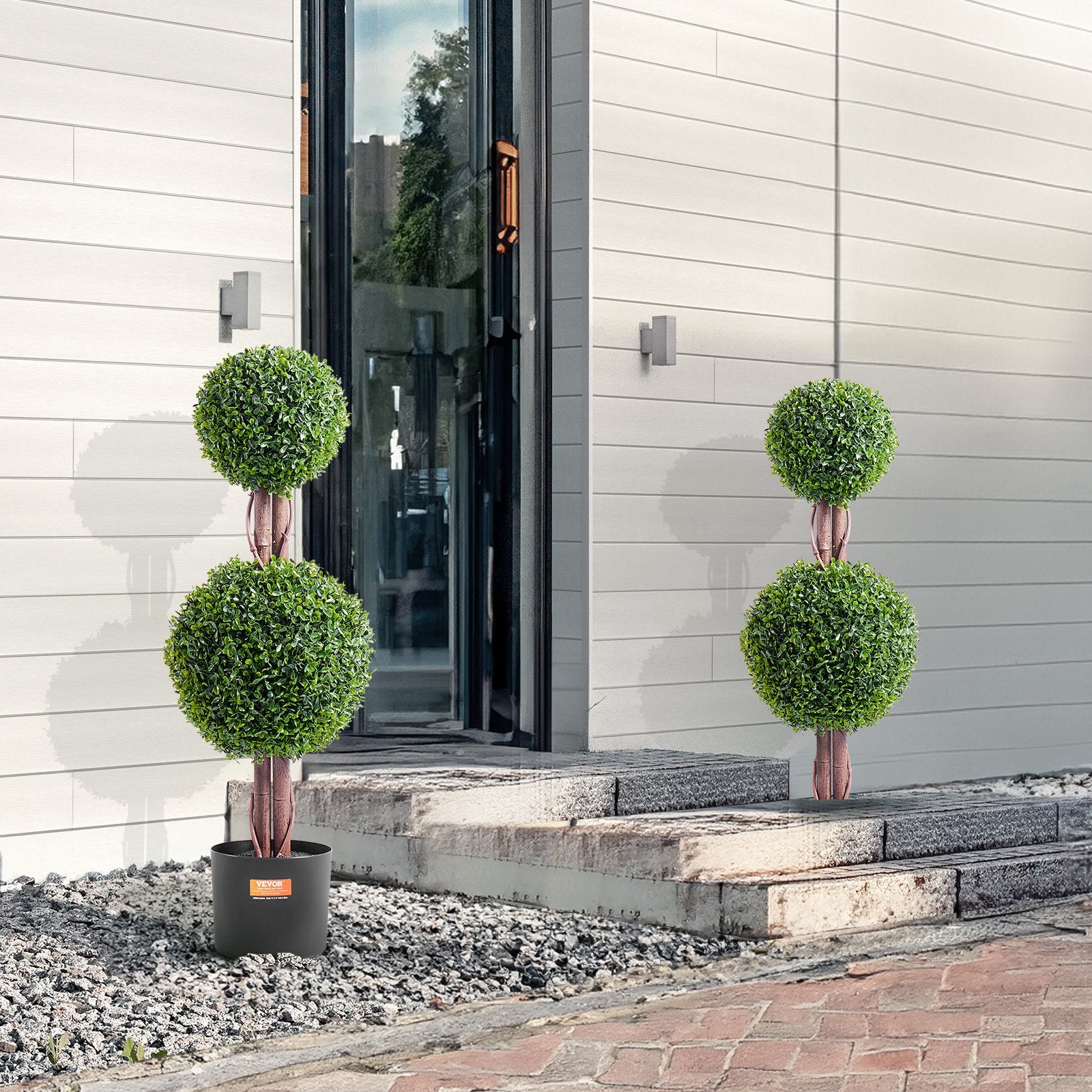 VEVOR 2 Pack 91.4cm Artificial Boxwood Topiary Tree Faux Plant UV Decor In/Outdoor 8