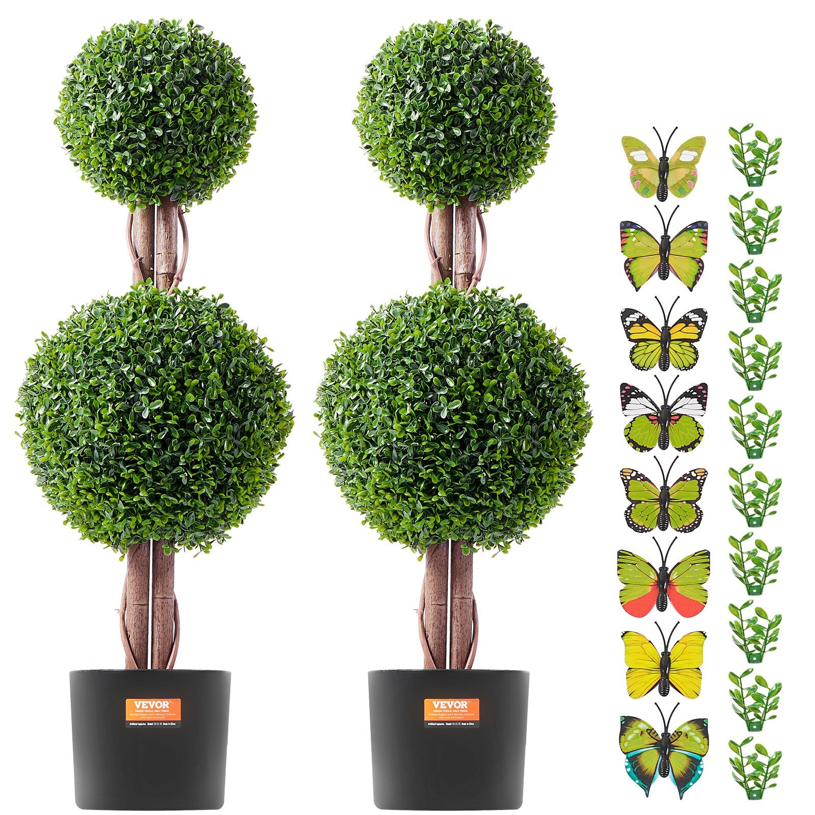 VEVOR 2 Pack 91.4cm Artificial Boxwood Topiary Tree Faux Plant UV Decor In/Outdoor 9