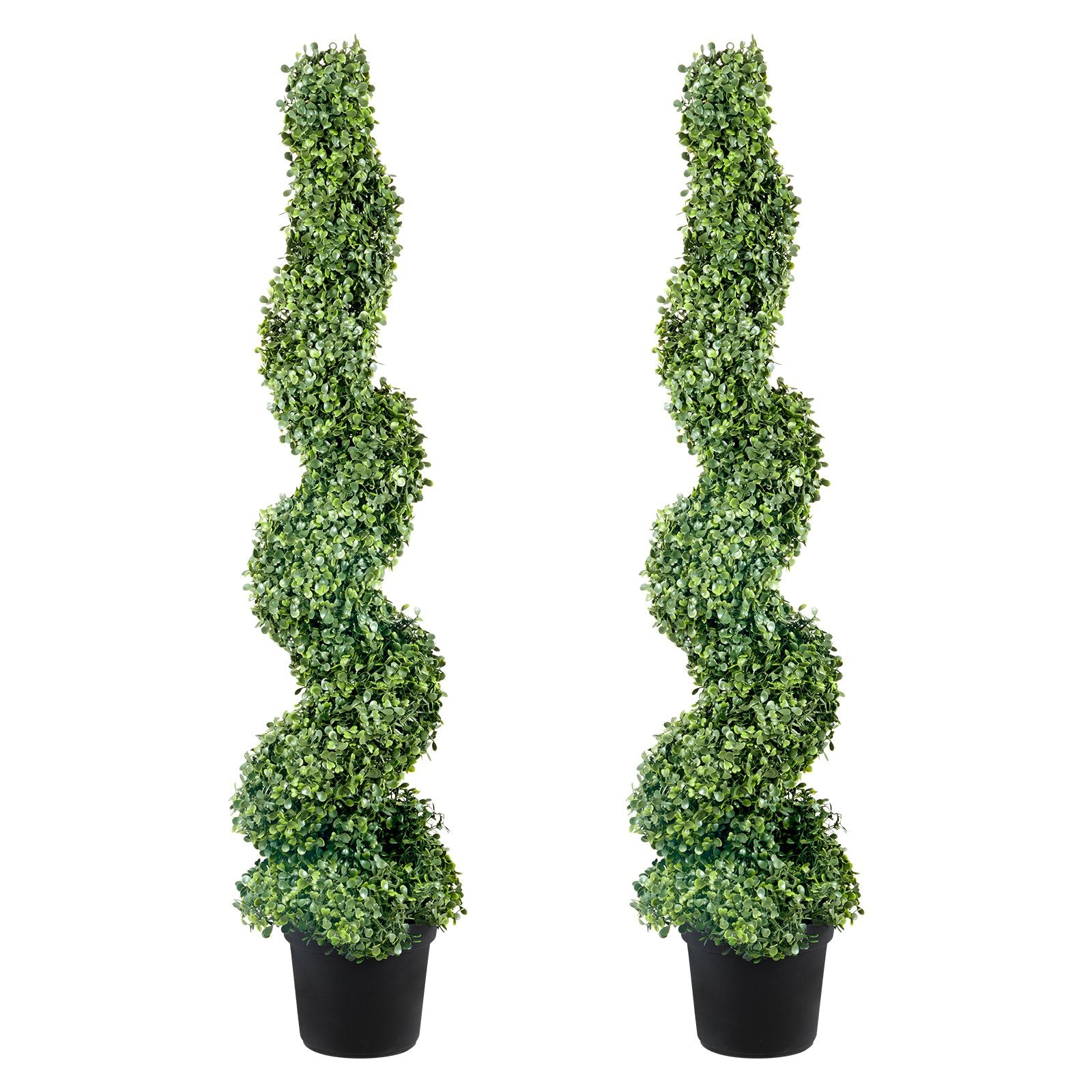 VEVOR Artificial Topiaries Boxwood Trees, 10cm Tall (2 Pieces) Faux Topiary Plant Outdoor, All-year Green Feaux Plant w/ Replaceable Leaves for Decorative Indoor/Outdoor/Garden