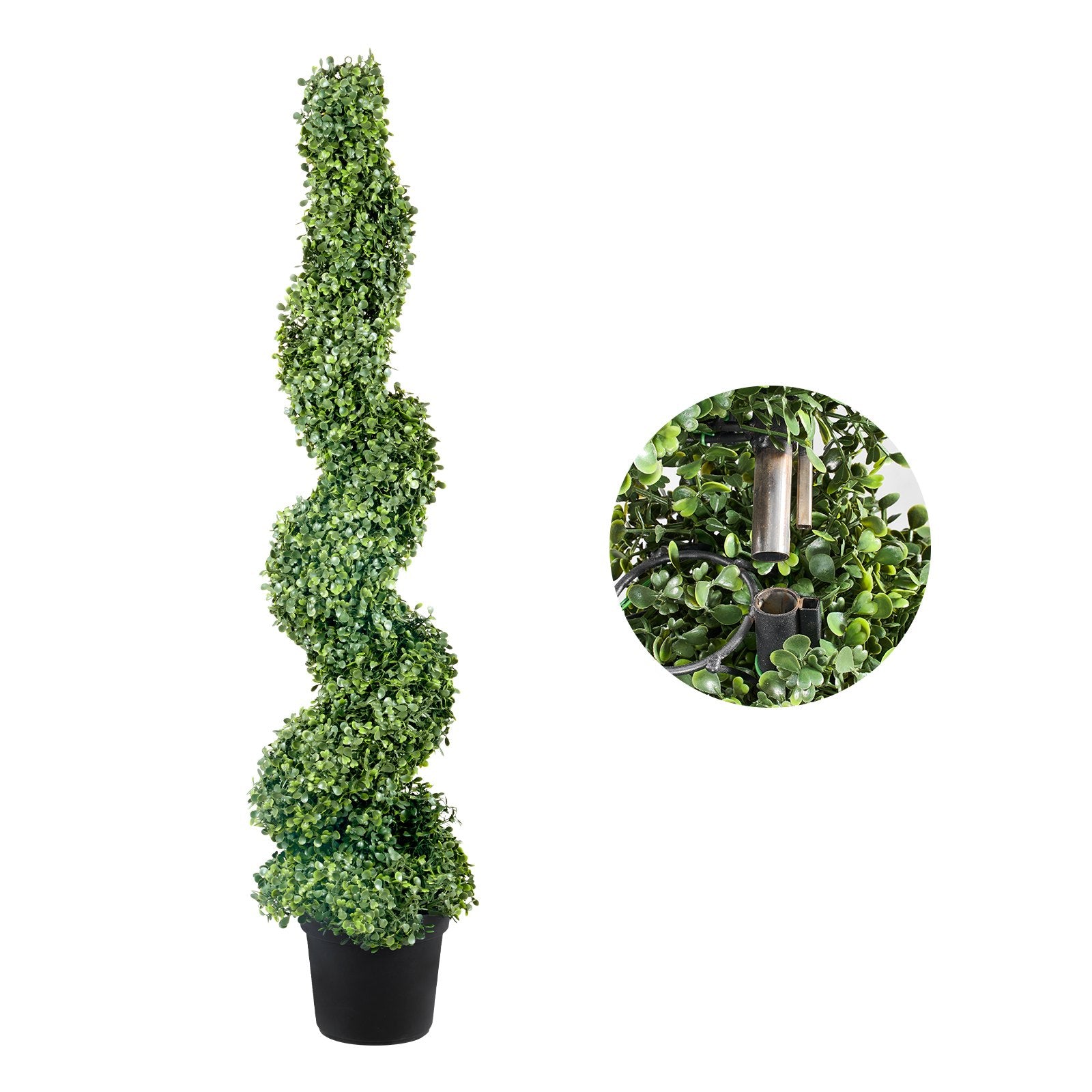 VEVOR Artificial Topiaries Boxwood Trees, 10cm Tall (2 Pieces) Faux Topiary Plant Outdoor, All-year Green Feaux Plant w/ Replaceable Leaves for Decorative Indoor/Outdoor/Garden 10