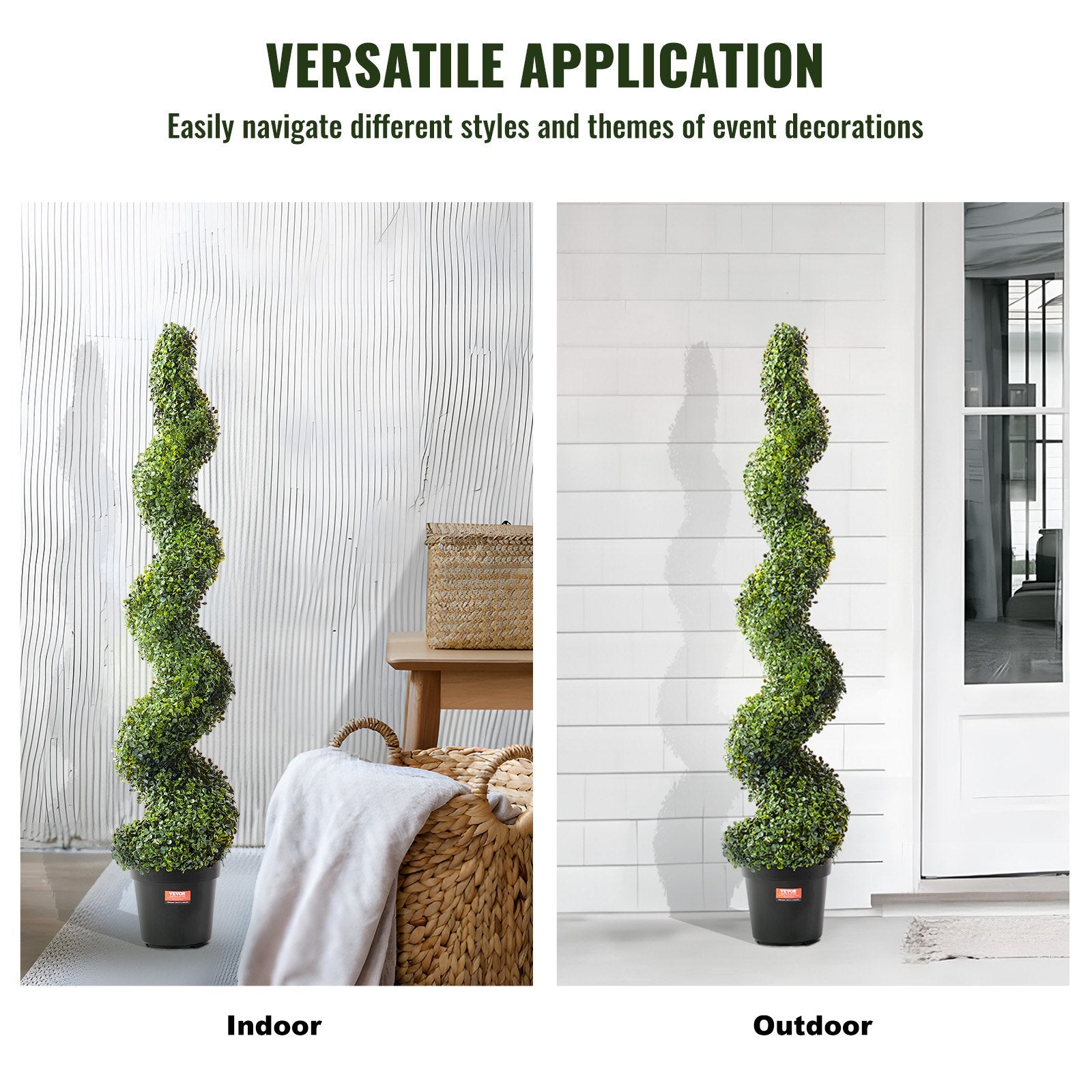 VEVOR 2 Pack 152.4cm Artificial Boxwood Topiary Tree Faux Plant UV Decor In/Outdoor 6