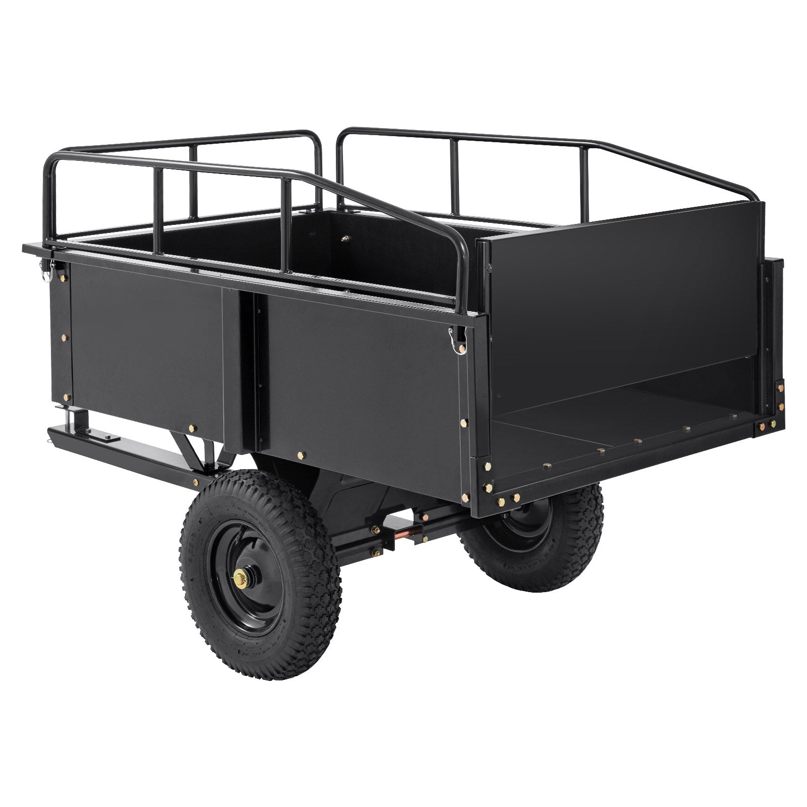 VEVOR Heavy Duty ATV Trailer Steel Dump Cart, 750-Pound 15 Cubic Feet, Garden Utility Trailer with Removable Sides for Riding Lawn Mower Tractor 9
