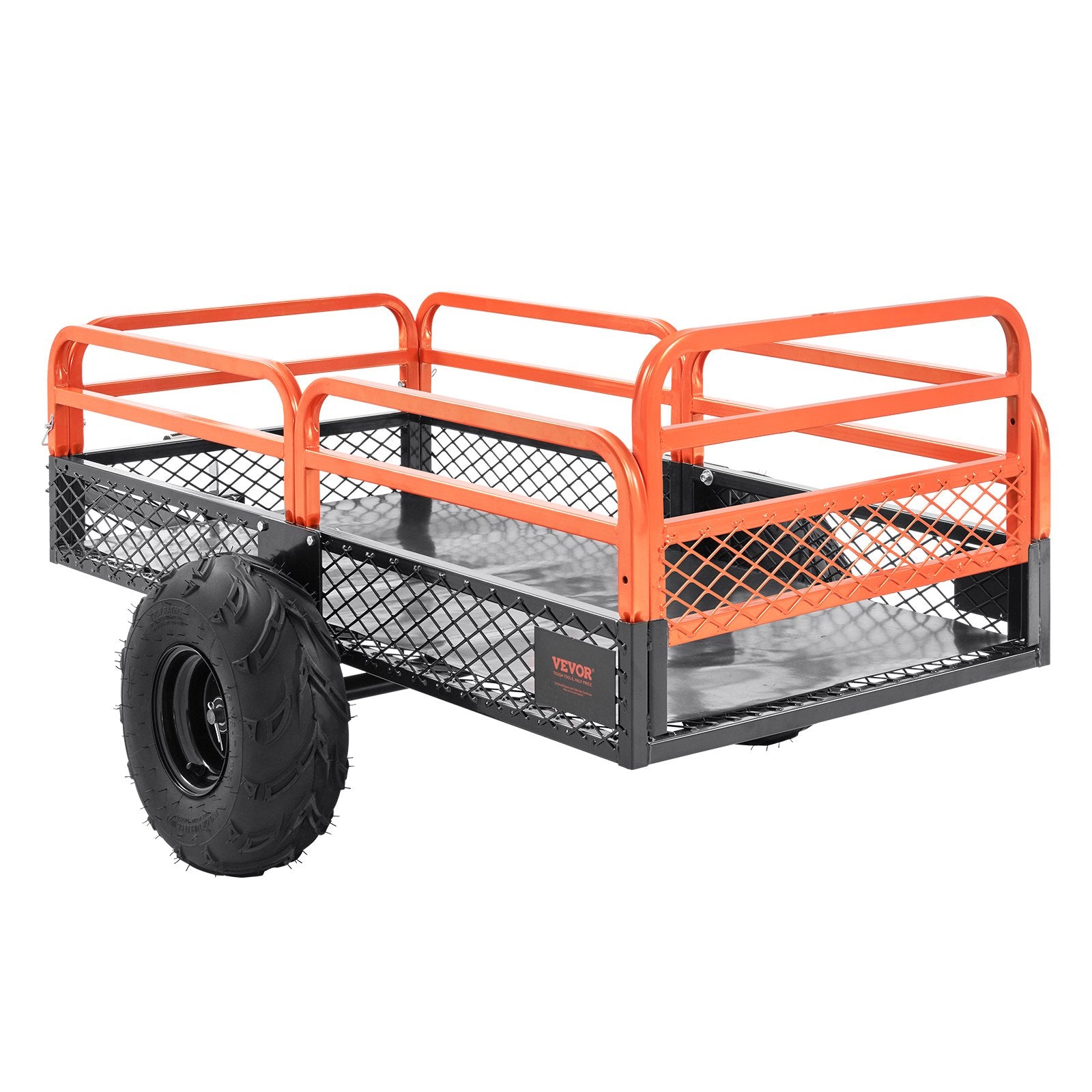 VEVOR Heavy Duty Steel ATV Dump Trailer, 1500-Pound Load Capacity 15 Cubic Feet, Tow Behind Dump Cart Garden Trailer, with Removable Sides and 2 Tires, for Mowers, Tractors, ATV, UTV 9