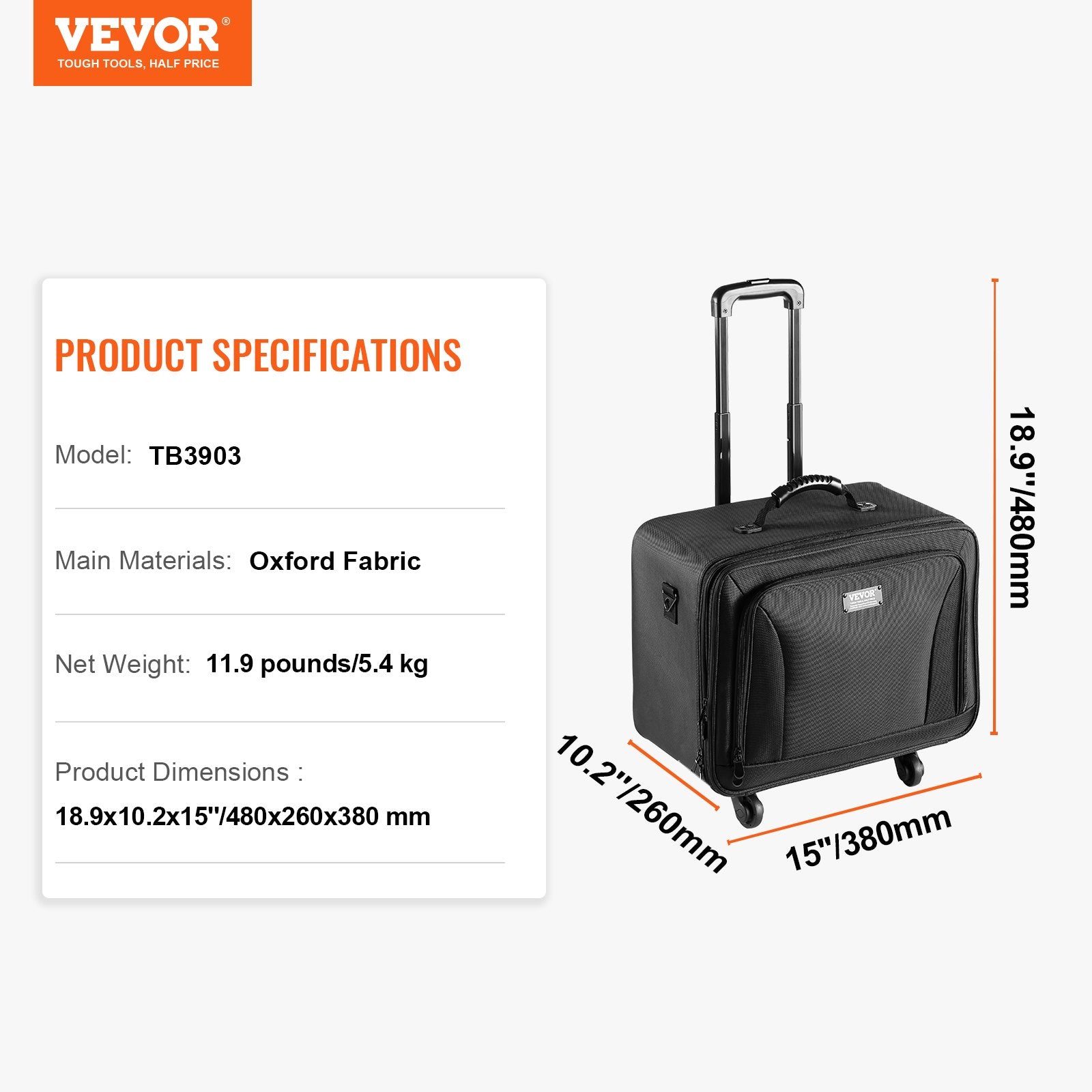 VEVOR Rolling Makeup Train Case Large Storage 3 Tiers, Convenient Carry With Handle, Wheels, Strap, Professional Makeup Storage Organizer Box Make Up Carrier Waterproof Oxford, Black 7