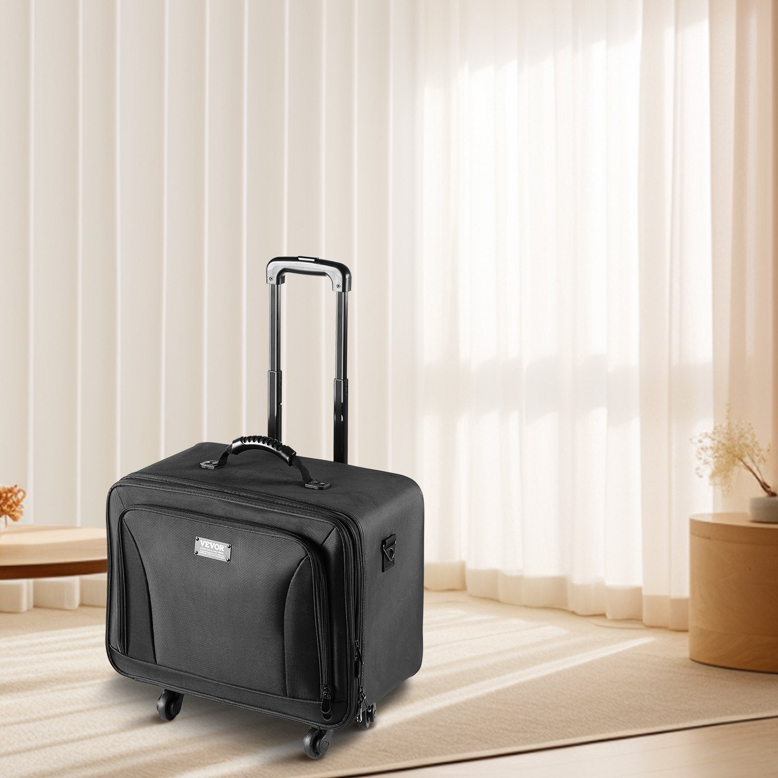 VEVOR Rolling Makeup Train Case Large Storage 3 Tiers, Convenient Carry With Handle, Wheels, Strap, Professional Makeup Storage Organizer Box Make Up Carrier Waterproof Oxford, Black 8