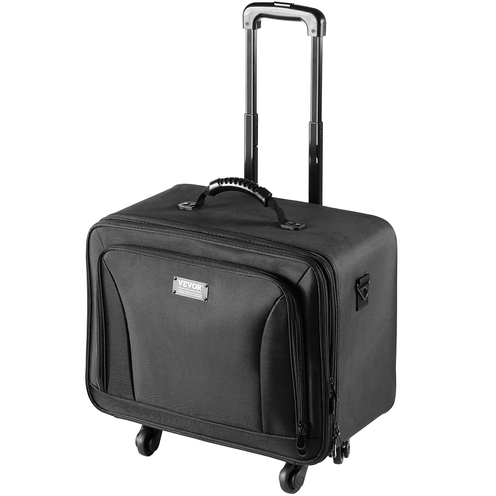 VEVOR Rolling Makeup Train Case Large Storage 3 Tiers, Convenient Carry With Handle, Wheels, Strap, Professional Makeup Storage Organizer Box Make Up Carrier Waterproof Oxford, Black 10