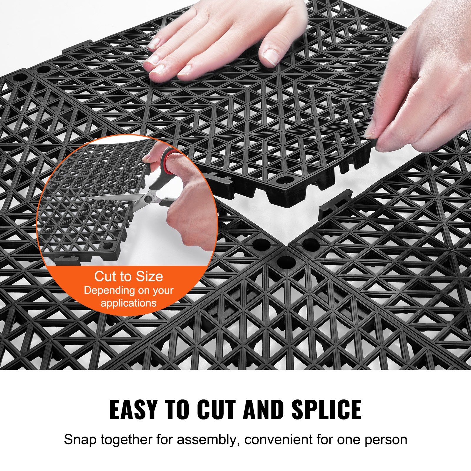 VEVOR Modular Interlocking Cushion, 55 Pack 30 x 30 cm Splicing Drainage Mats, PVC Interlocking Drainage Floor Tiles, Non-Slip Drainage Holes for Restroom, Bathroom, Kitchen, Pool, Wet Area, Black 4