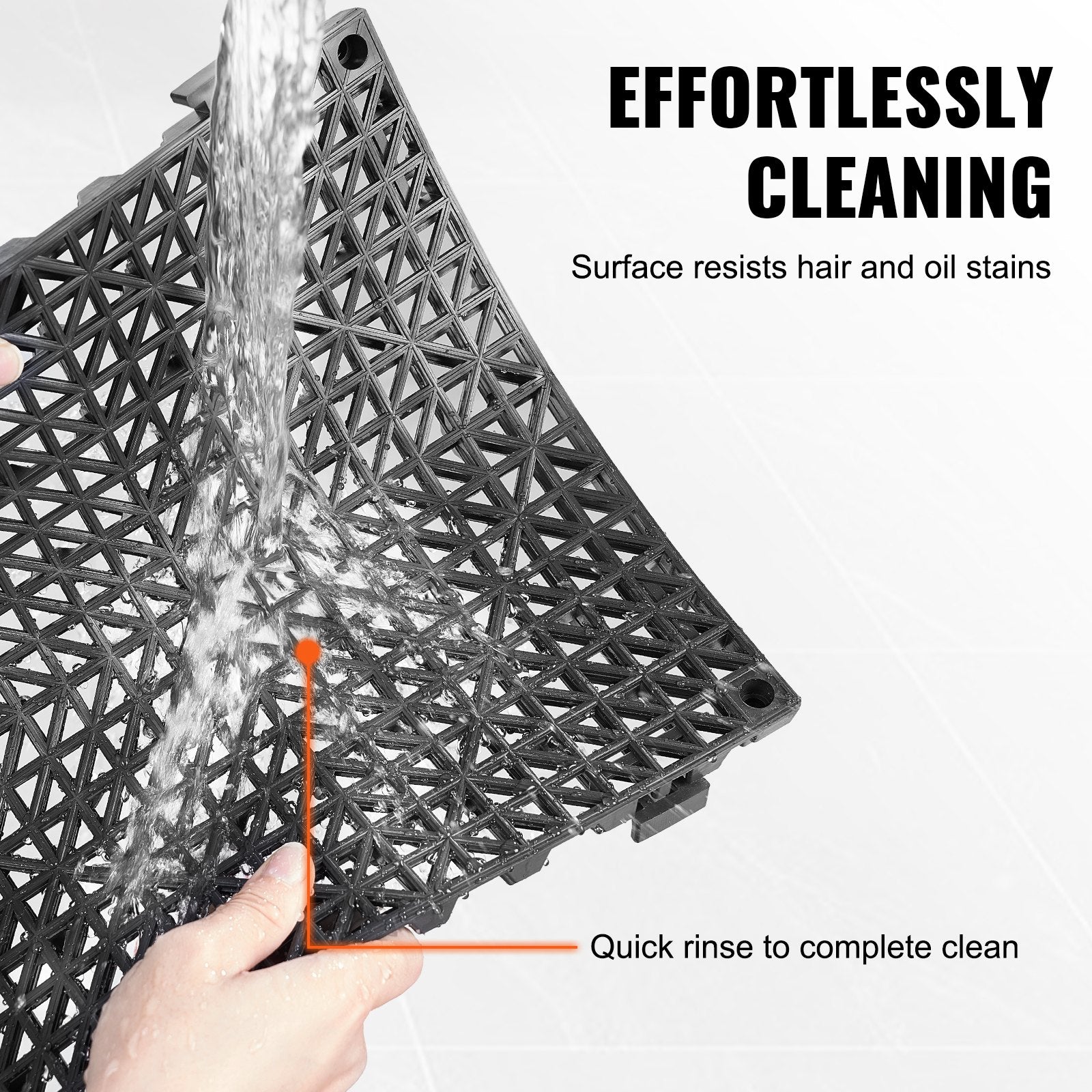 VEVOR Modular Interlocking Cushion, 55 Pack 30 x 30 cm Splicing Drainage Mats, PVC Interlocking Drainage Floor Tiles, Non-Slip Drainage Holes for Restroom, Bathroom, Kitchen, Pool, Wet Area, Black 5