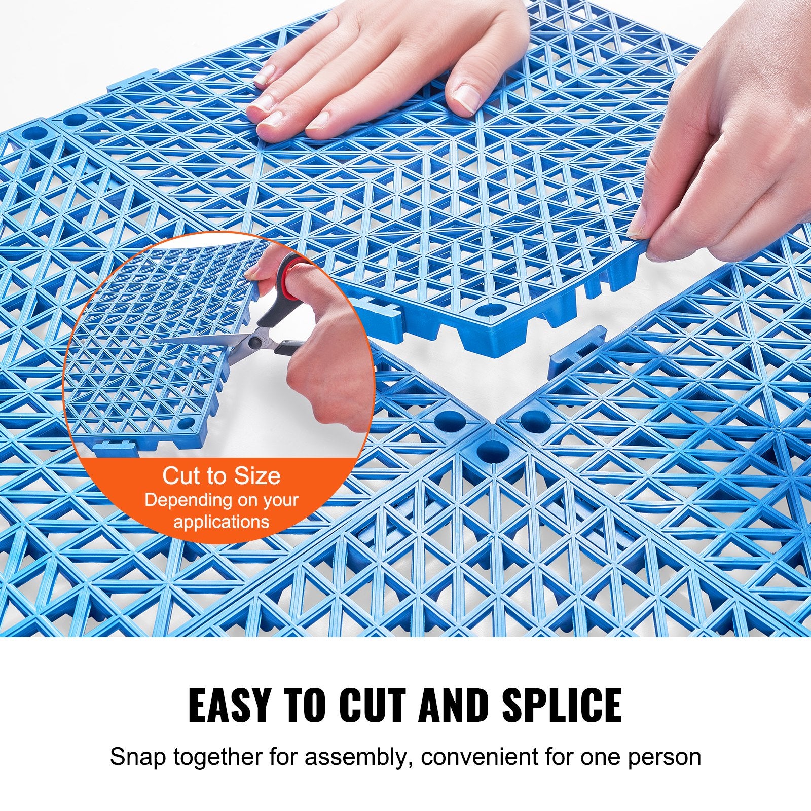 VEVOR Modular Interlocking Cushion, 55 Pack 30 x 30 cm Splicing Drainage Mats, Soft PVC Interlocking Drainage Floor Tiles, Non-Slip Drainage Holes for Restroom, Bathroom, Kitchen, Pool, Wet Area, Blue 4