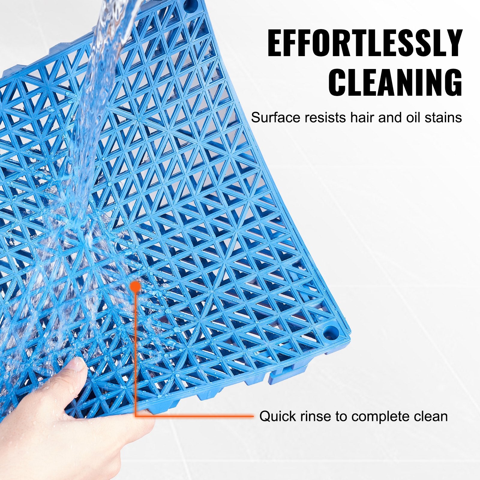 VEVOR Modular Interlocking Cushion, 55 Pack 30 x 30 cm Splicing Drainage Mats, Soft PVC Interlocking Drainage Floor Tiles, Non-Slip Drainage Holes for Restroom, Bathroom, Kitchen, Pool, Wet Area, Blue 5