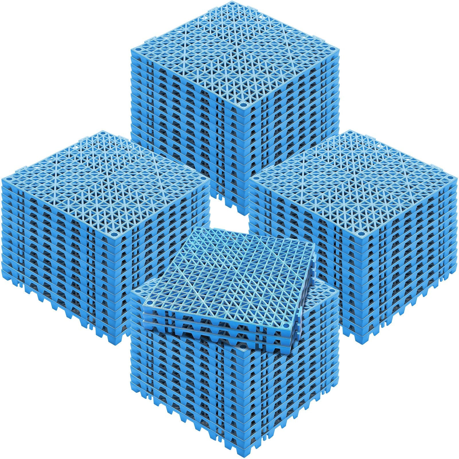 VEVOR Modular Interlocking Cushion, 55 Pack 30 x 30 cm Splicing Drainage Mats, Soft PVC Interlocking Drainage Floor Tiles, Non-Slip Drainage Holes for Restroom, Bathroom, Kitchen, Pool, Wet Area, Blue 9