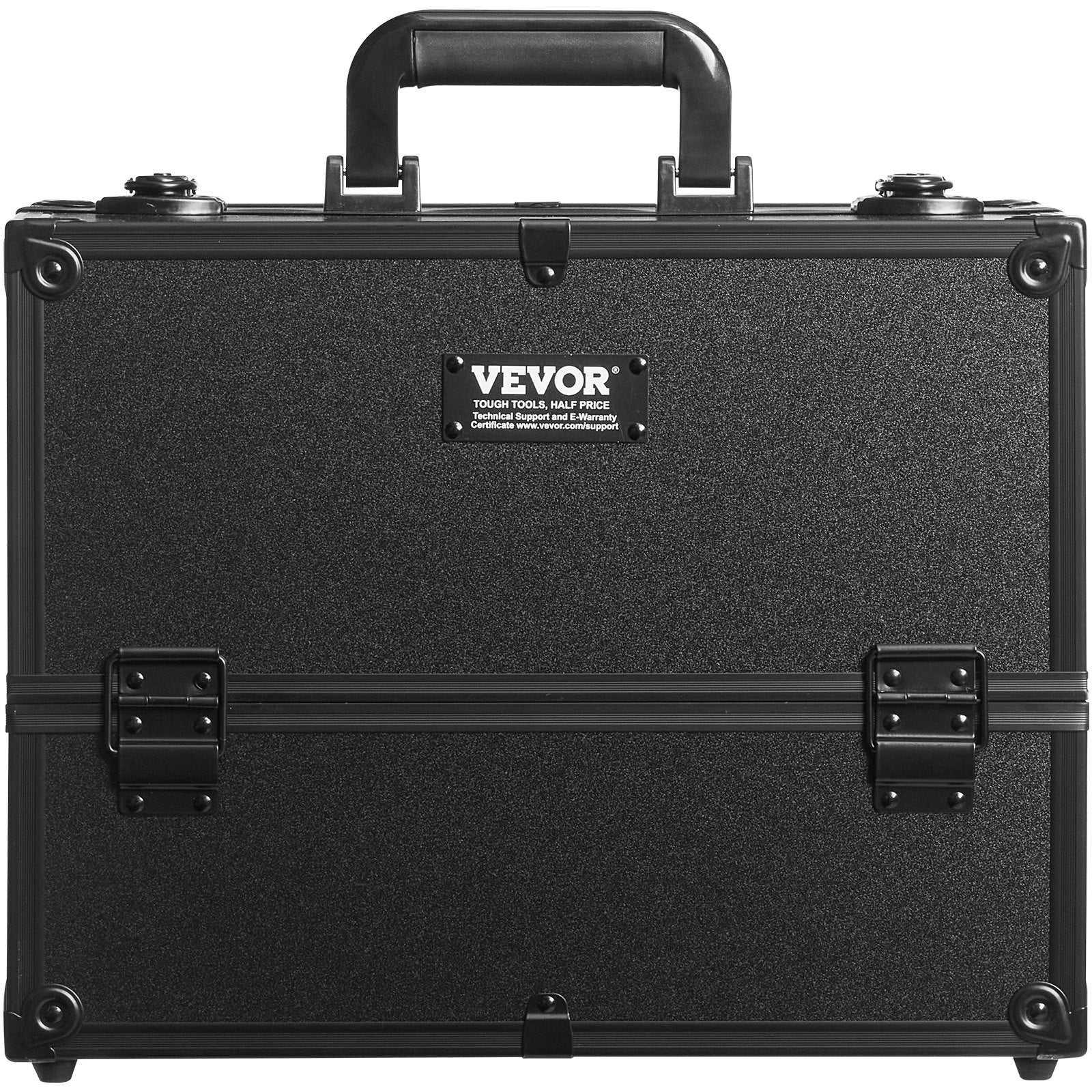 VEVOR Makeup Train Case 370MM Large Portable Cosmetic Case, 6 Tier Trays Professional Makeup Storage Organizer Box Make Up Carrier with Handle And Strap Travel Case for Women and Girls - Black 9