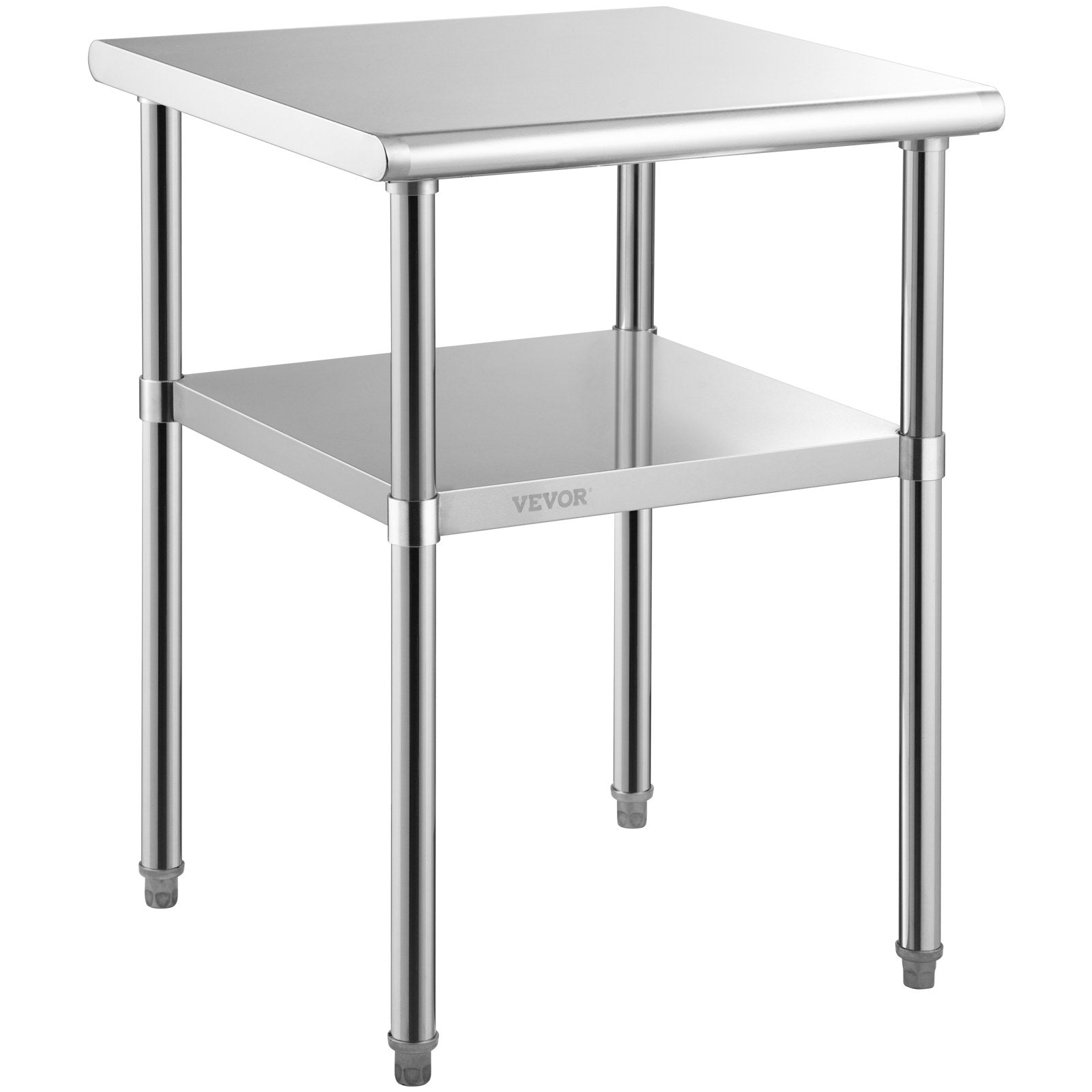 VEVOR Stainless Steel Prep Table, 61 x 61 x 91.4 cm, 600lbs Load Capacity Heavy Duty Metal Worktable with Adjustable Undershelf & Universal Wheels, Commercial Workstation for Kitchen Garage Backyard 9