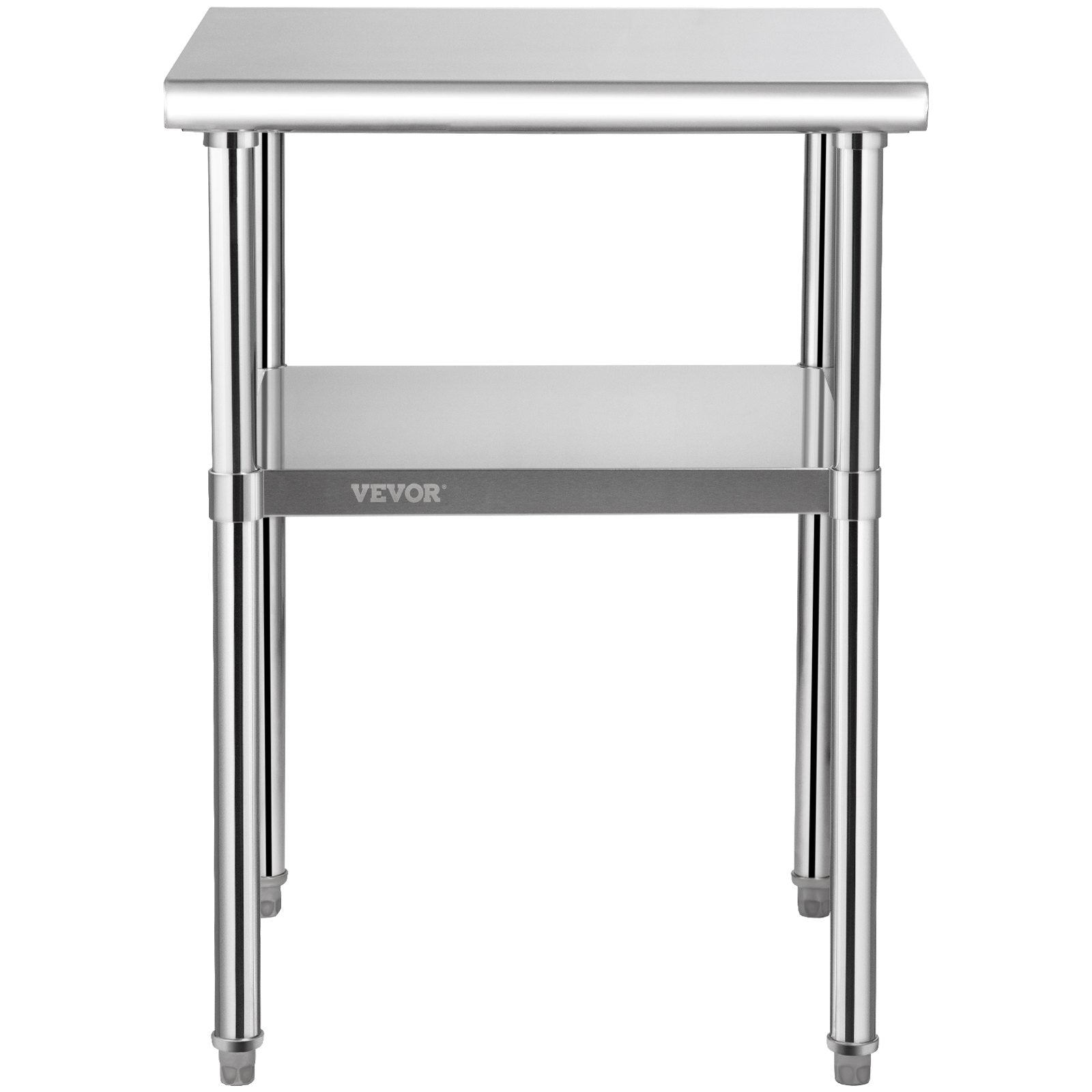 VEVOR Stainless Steel Prep Table, 61 x 61 x 91.4 cm, 600lbs Load Capacity Heavy Duty Metal Worktable with Adjustable Undershelf & Universal Wheels, Commercial Workstation for Kitchen Garage Backyard 10