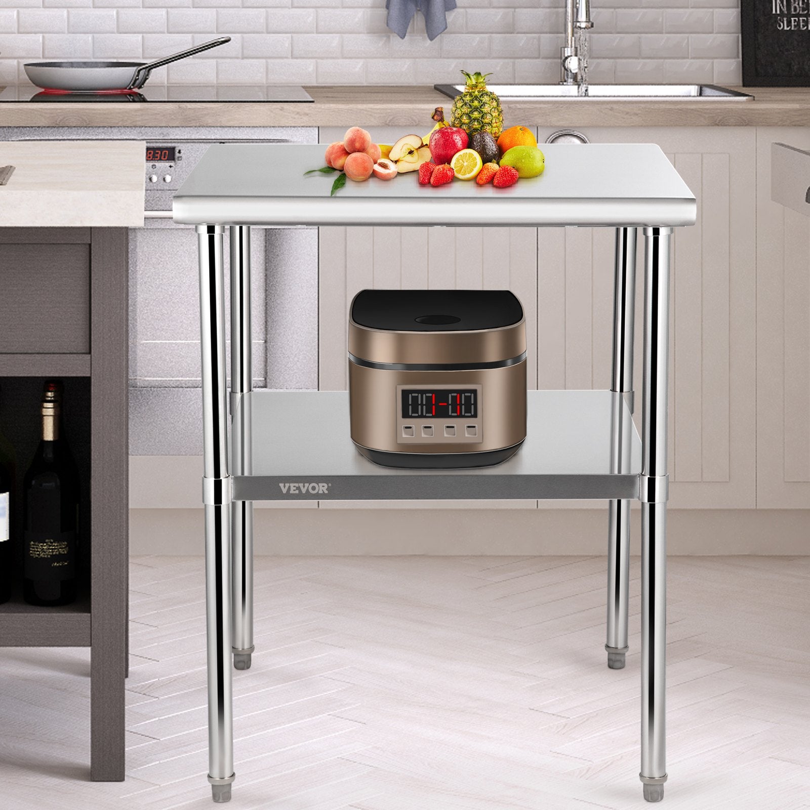 VEVOR Stainless Steel Work Prep Table Commercial Food Prep Table 30x30x36in 8