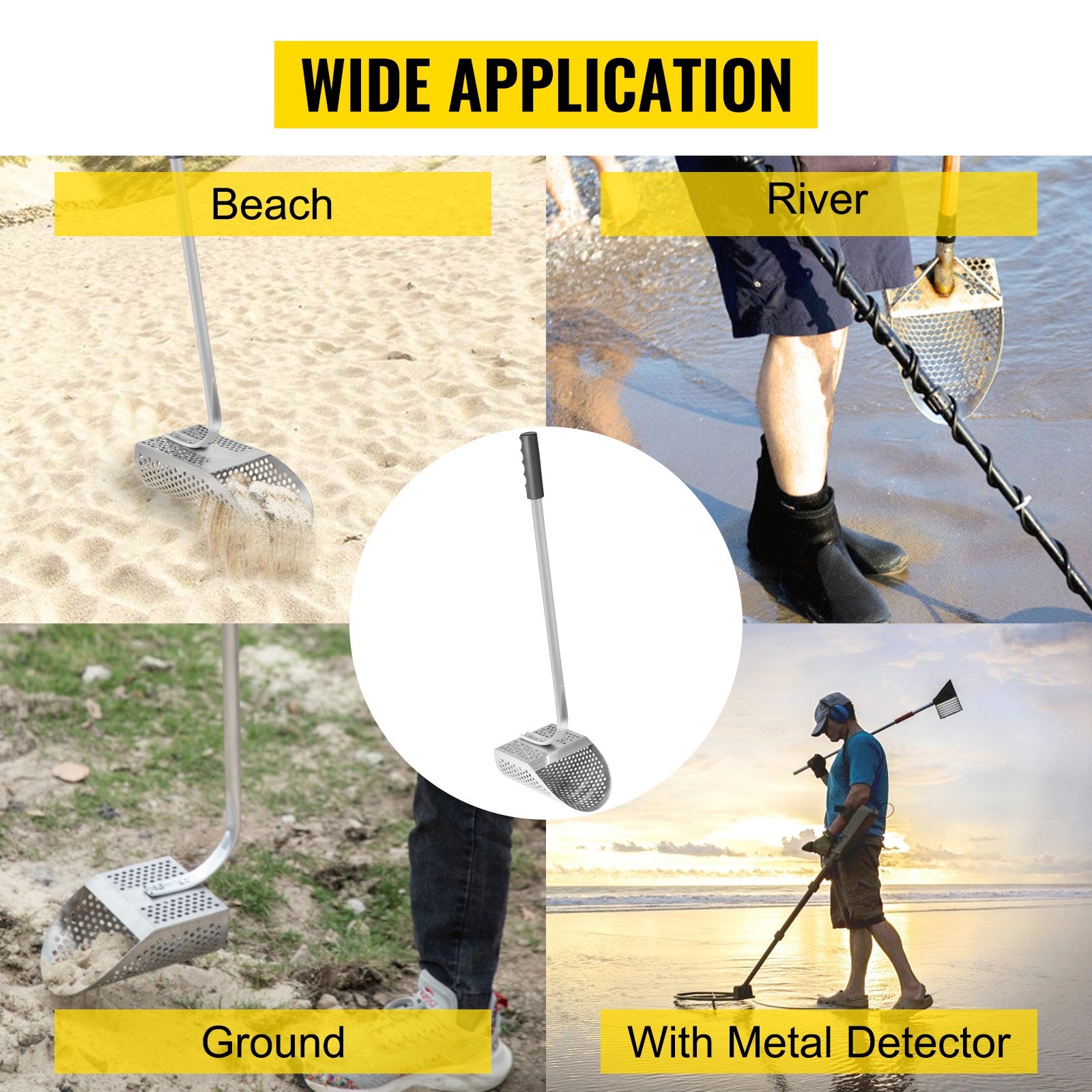 VEVOR Metal Detector Sand Scoop Metal Detecting Hunting Scoop w/ Steel Handle 7