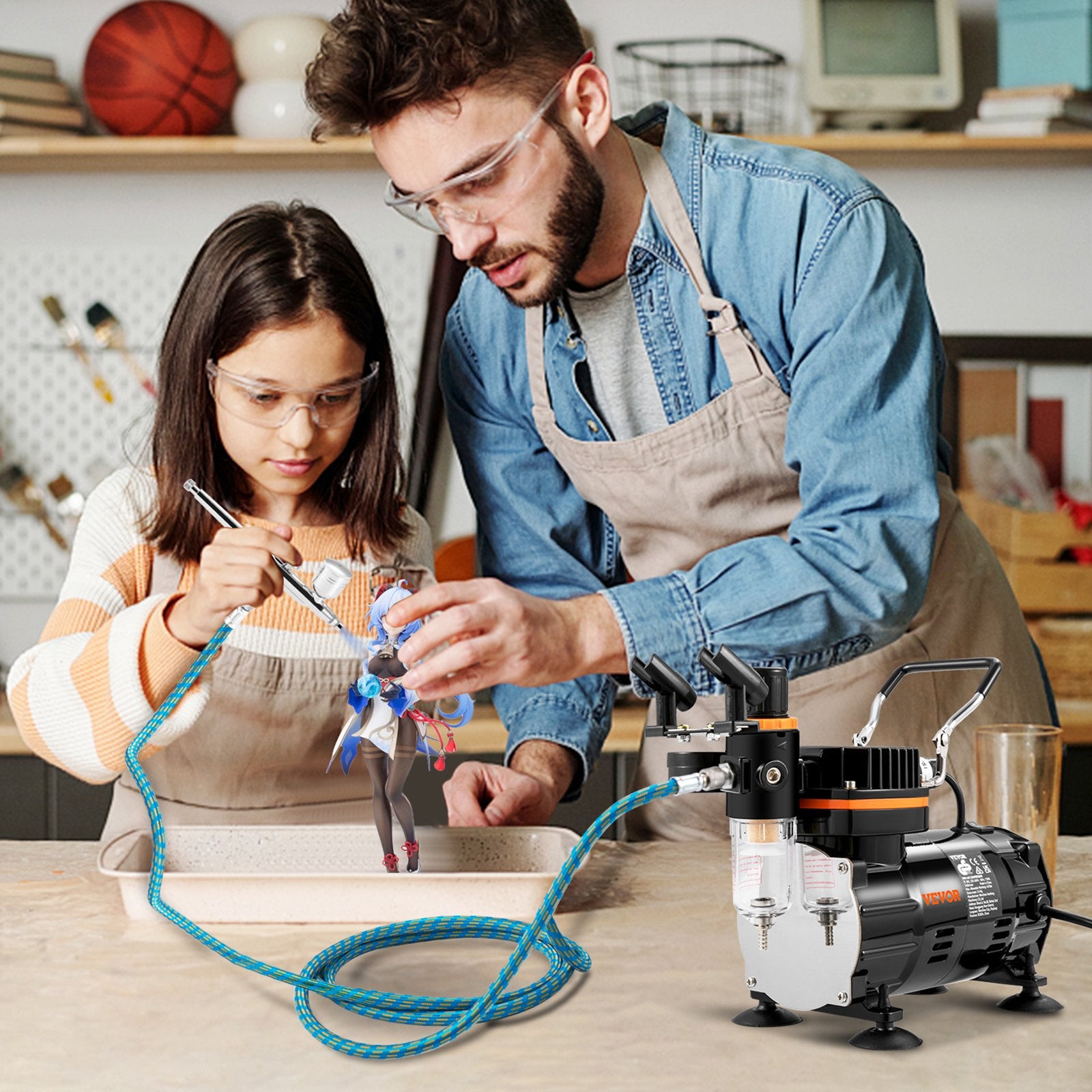 VEVOR Airbrush Kit Dual-action Airbrush Compressor Art Nail Tattoo Makeup Model 8