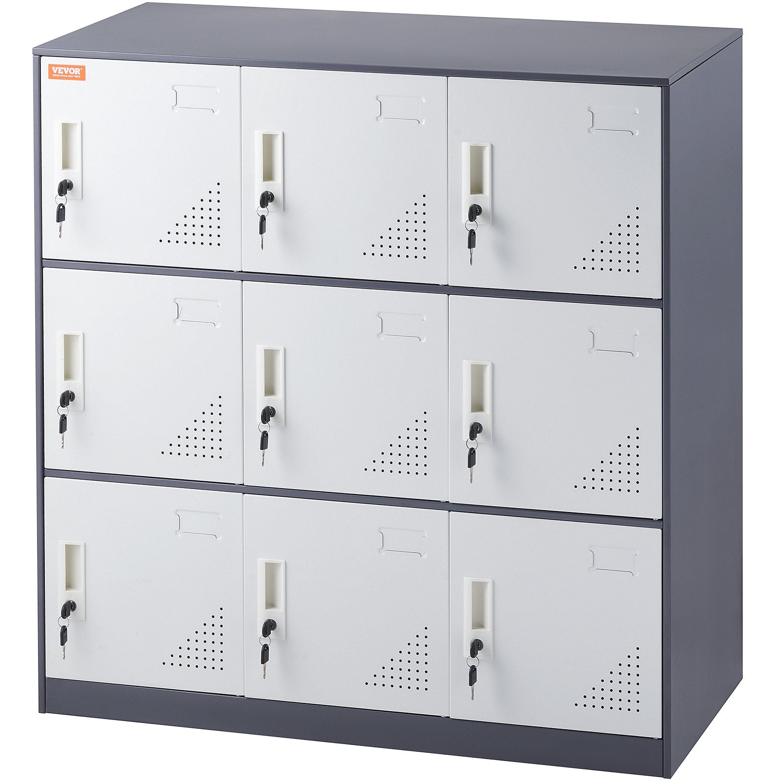 VEVOR 9 Doors Metal Storage Cabinet Employees Steel Storage Cabinet Office Gray 11
