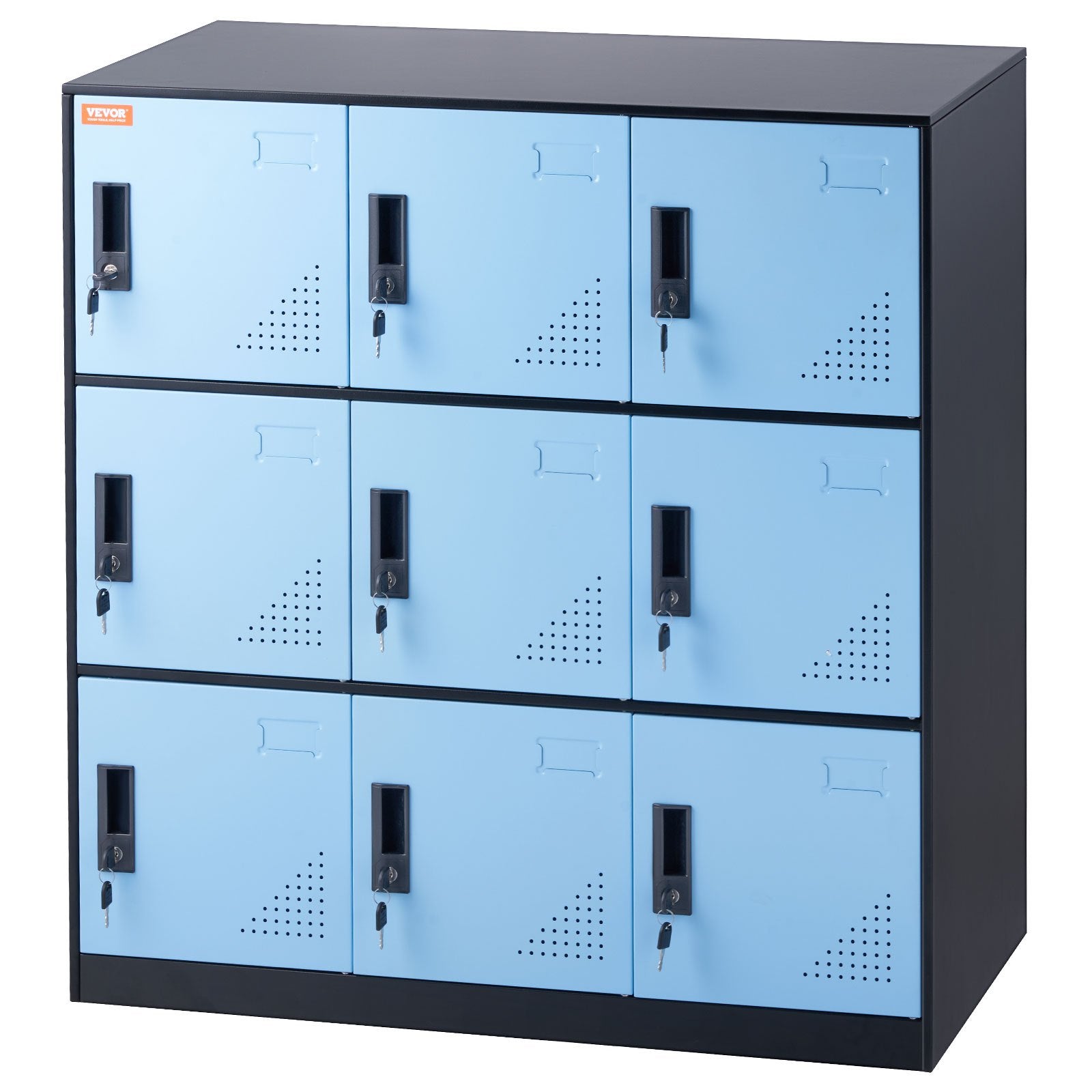 VEVOR 9 Doors Metal Storage Cabinet Employees Steel Storage Cabinet Office Black 9