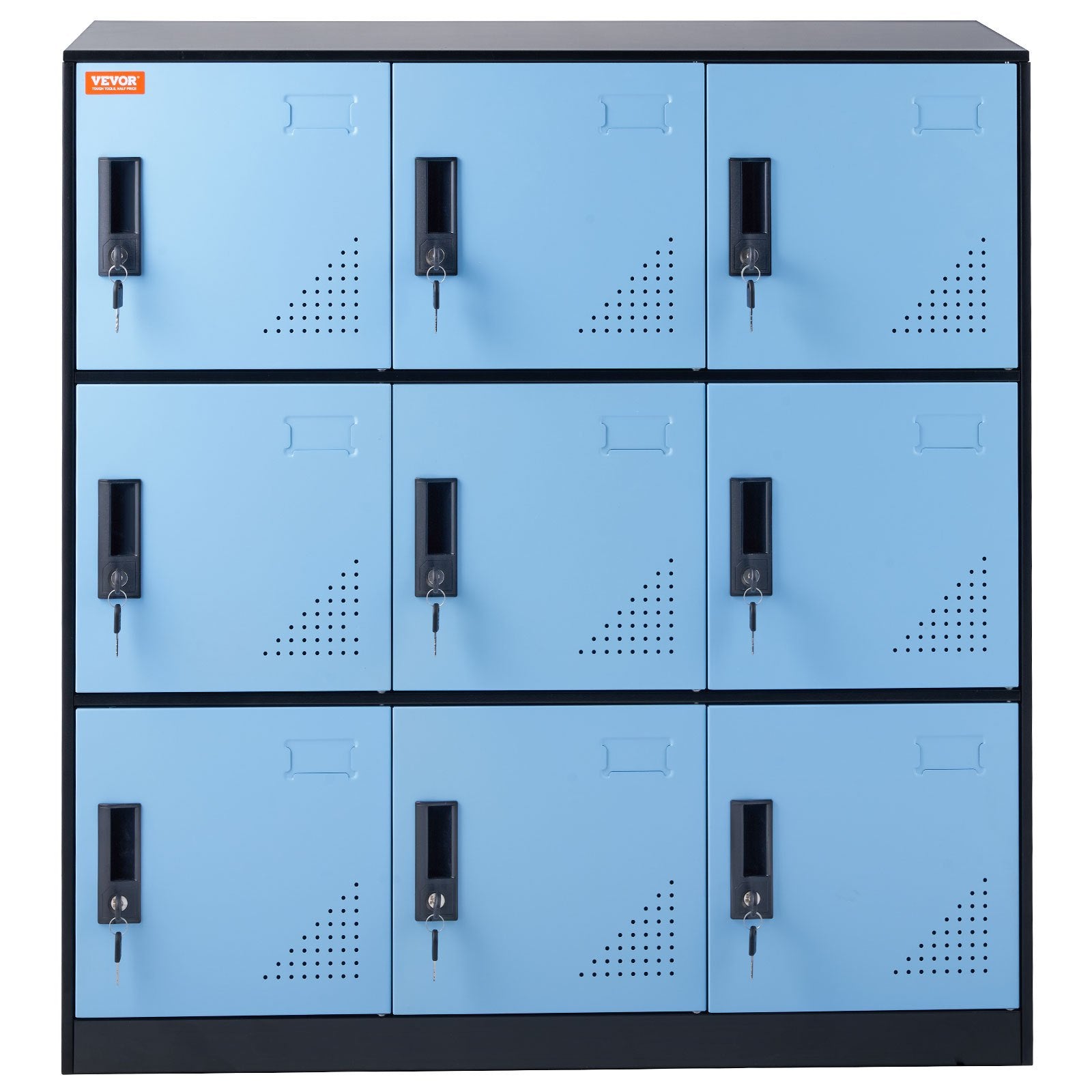 VEVOR 9 Doors Metal Storage Cabinet Employees Steel Storage Cabinet Office Black 10