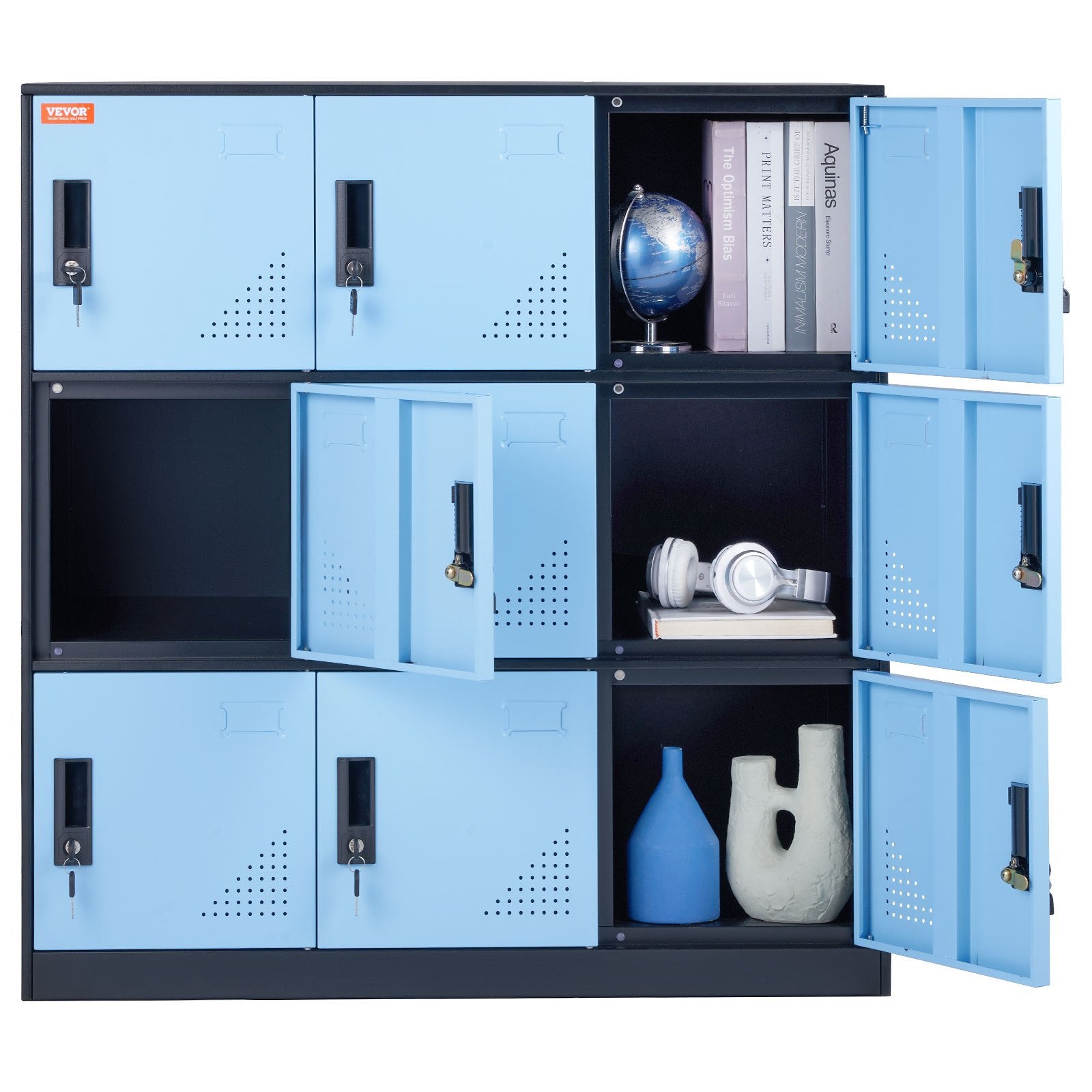 VEVOR 9 Doors Metal Storage Cabinet Employees Steel Storage Cabinet Office Black 11