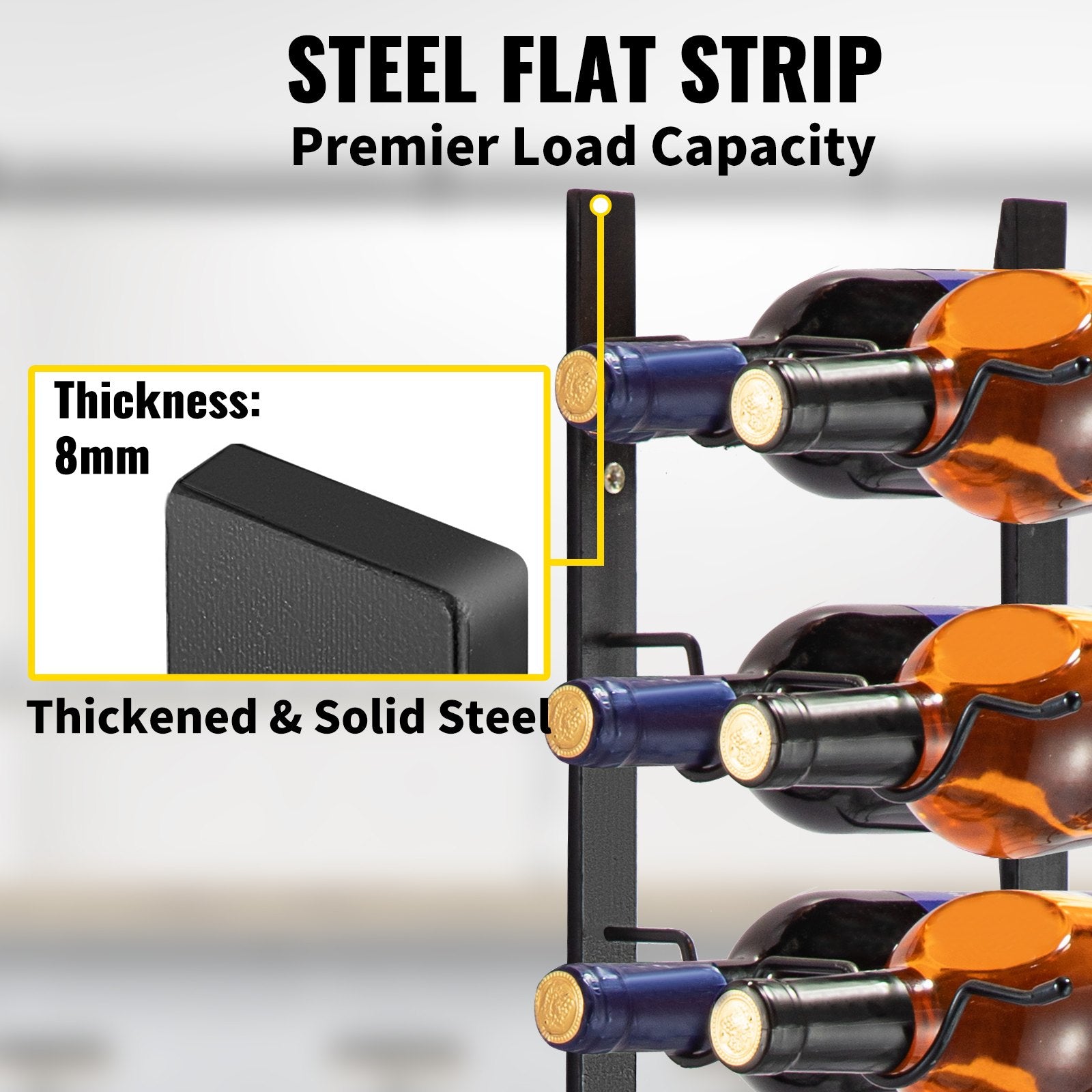 VEVOR Wall Mounted Wine Rack, 12x2 Bottles Wine Holder Towel Rack, Black Steel Vertical Wine Rack, Modern Decorative Wall Mounted Wine Bottle Holder, Forward Design Simple Storage Wall Rack 48x11x1 In 4