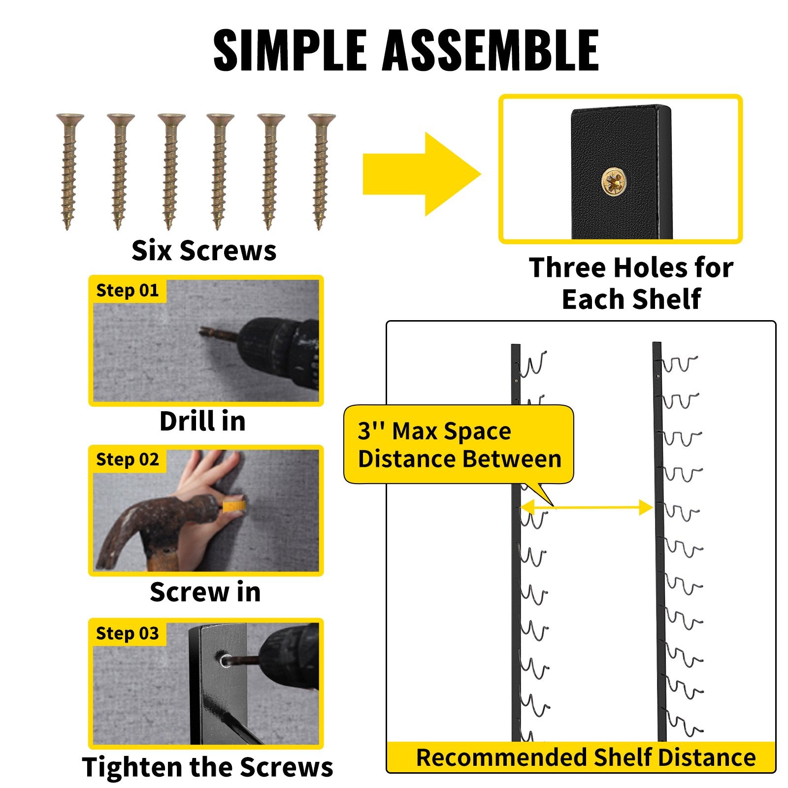 VEVOR Wall Mounted Wine Rack, 12x2 Bottles Wine Holder Towel Rack, Black Steel Vertical Wine Rack, Modern Decorative Wall Mounted Wine Bottle Holder, Forward Design Simple Storage Wall Rack 48x11x1 In 5