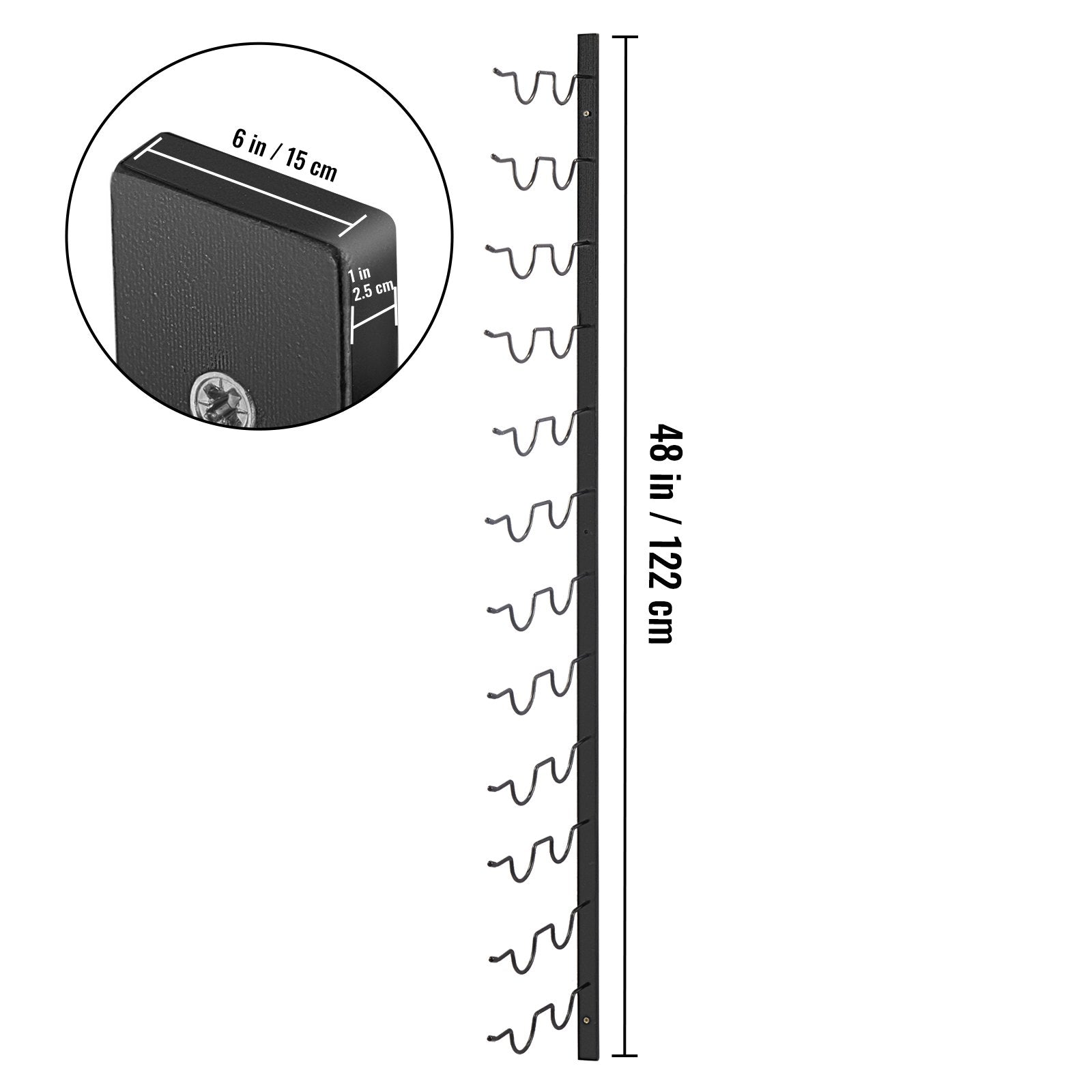 VEVOR Wall Mounted Wine Rack, 12x2 Bottles Wine Holder Towel Rack, Black Steel Vertical Wine Rack, Modern Decorative Wall Mounted Wine Bottle Holder, Forward Design Simple Storage Wall Rack 48x11x1 In 7