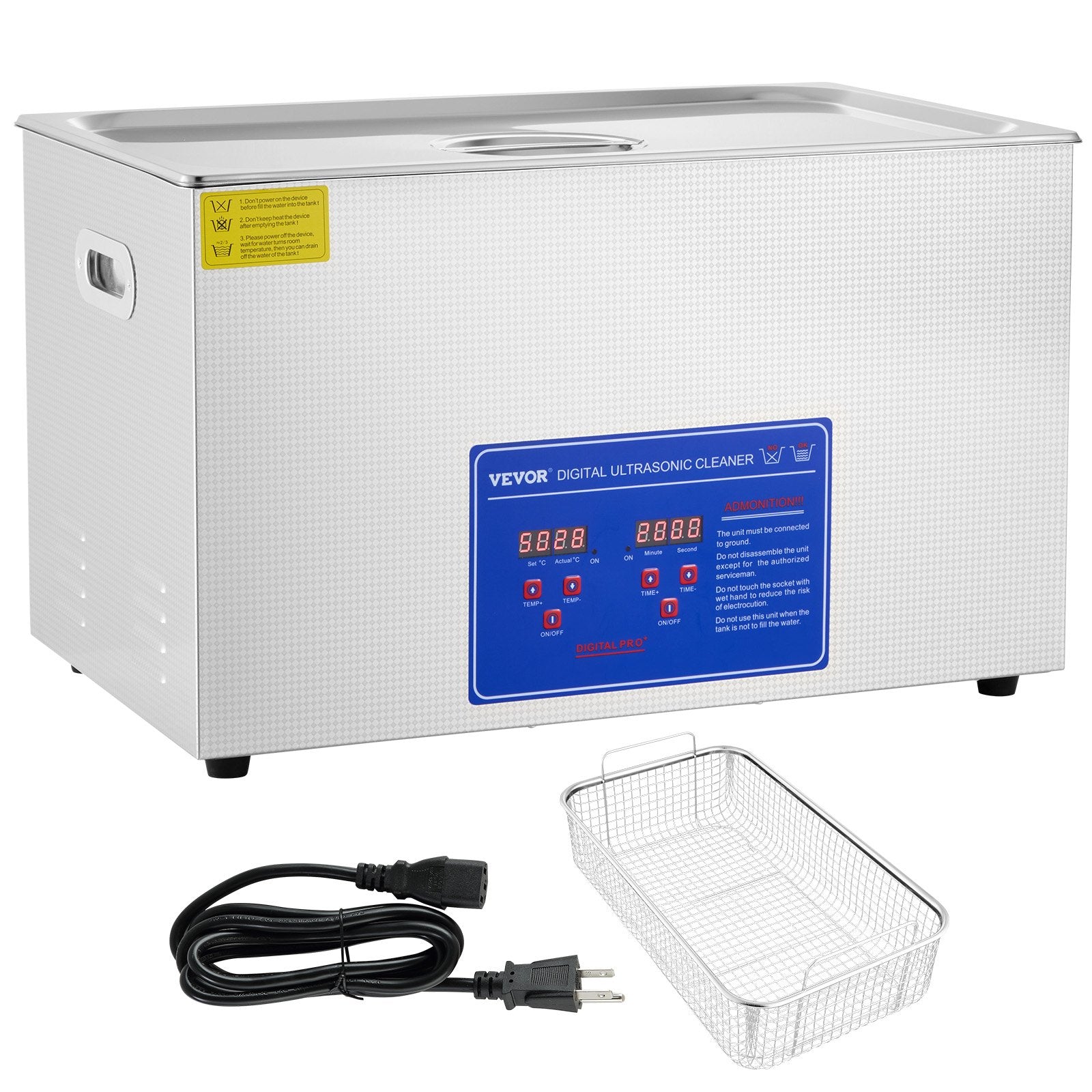 Vevor 30L Digital Ultrasonic Cleaners Cleaning Equipment Bath Tank w/Timer Heated 9