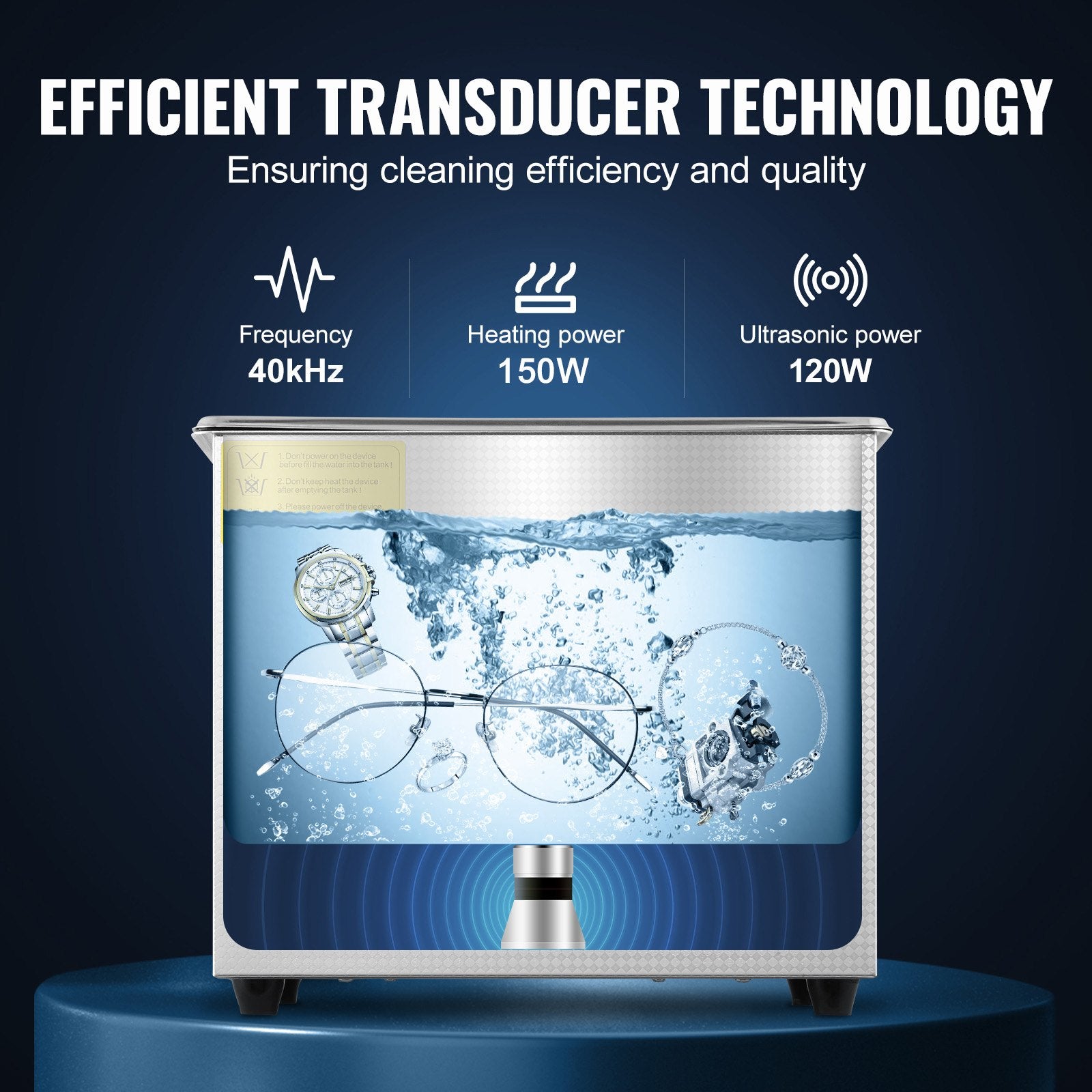 VEVOR Ultrasonic Cleaner Machine 3L Stainless Steel Ultrasonic Cleaning Machine Digital Heater Timer Jewelry Cleaning for Commercial Personal Home Use (3L) 3