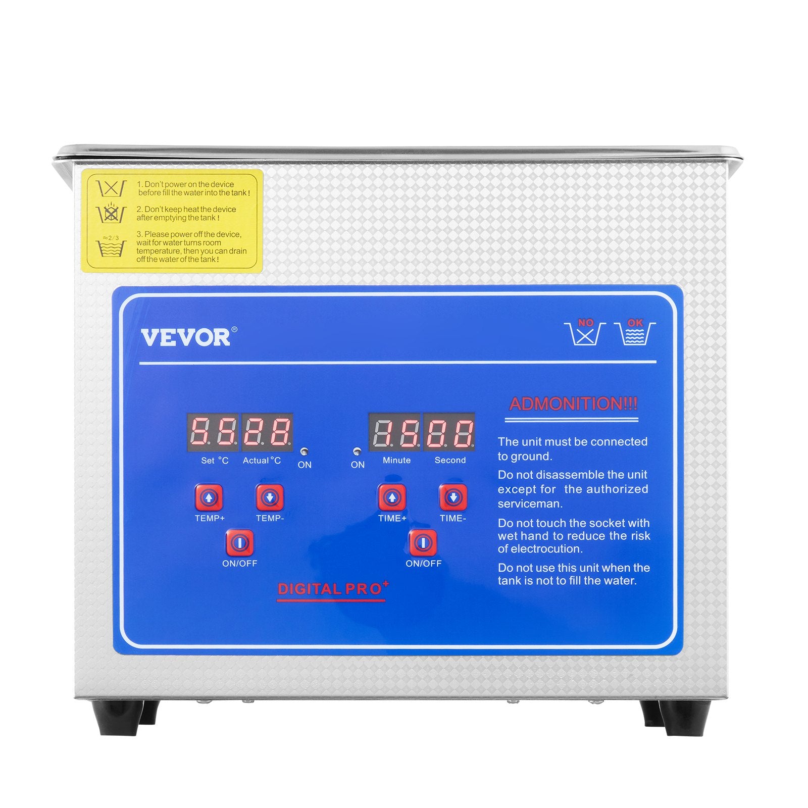 VEVOR Ultrasonic Cleaner Machine 3L Stainless Steel Ultrasonic Cleaning Machine Digital Heater Timer Jewelry Cleaning for Commercial Personal Home Use (3L) 9