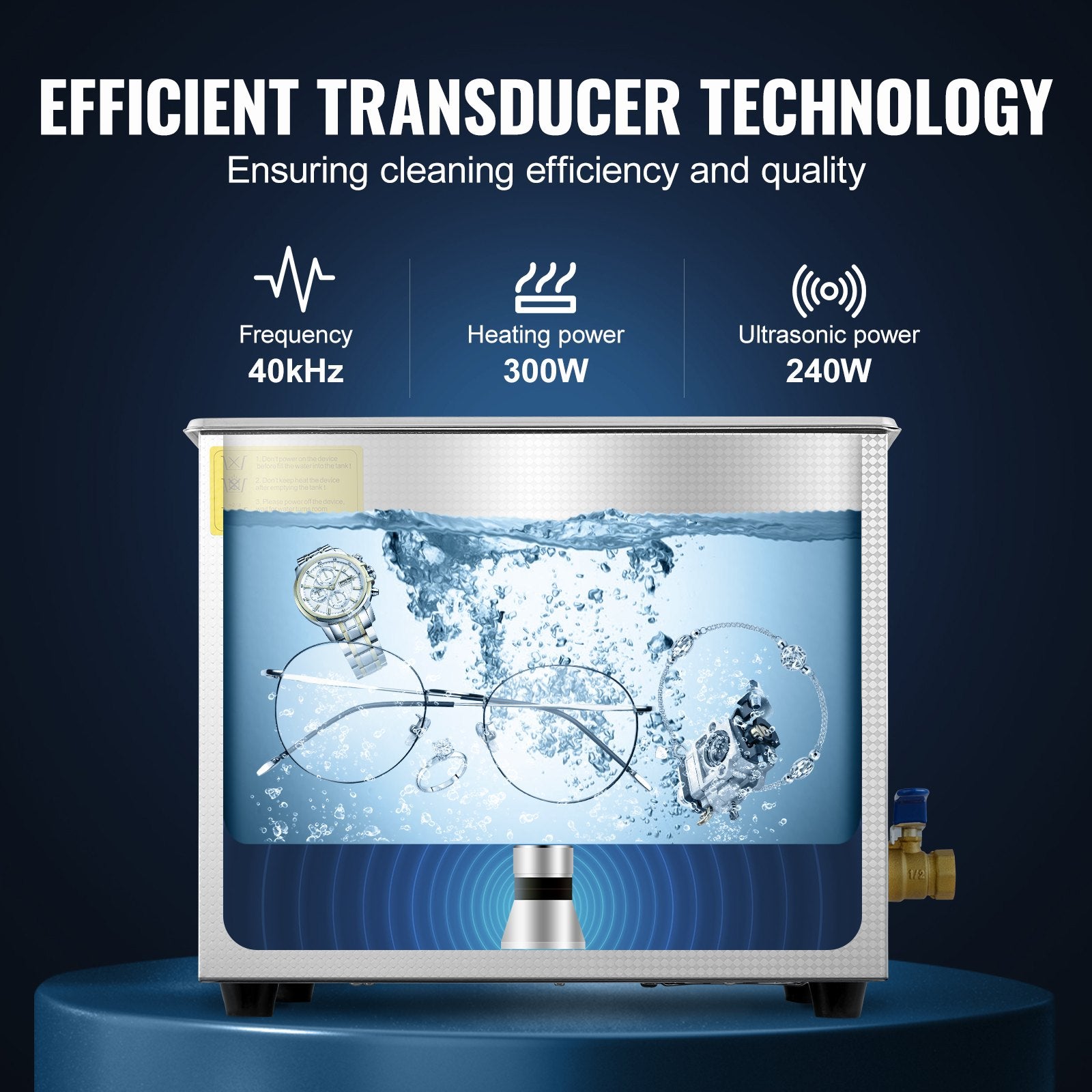 VEVOR Ultrasonic Cleaner 10L Jewelry Cleaning with Digital Timer Ultrasonic Cleaning Machine for Jewellery Rings Watches Eyeglasses Dentures Coins Metal Parts Commercial and Home Use Silver 3