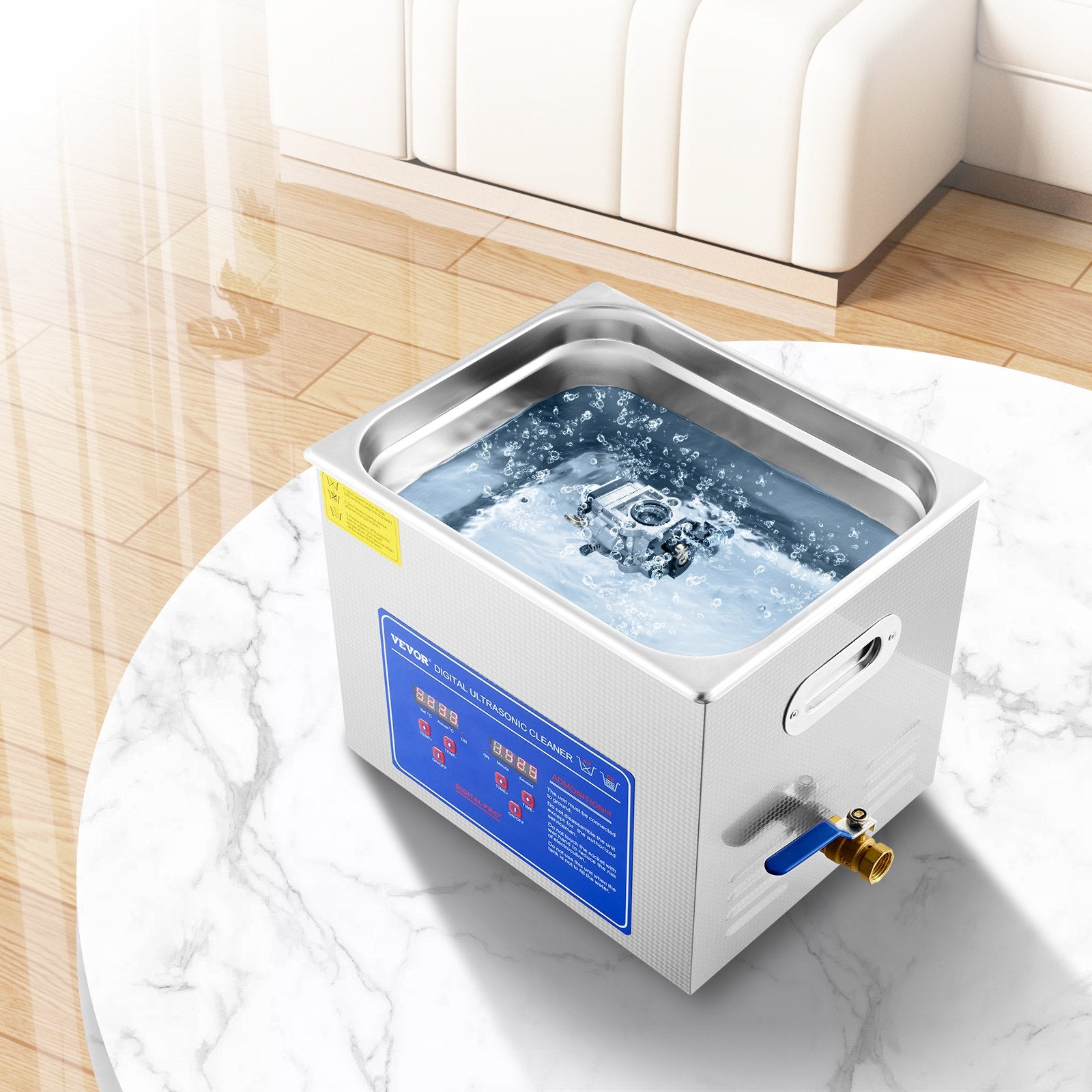 VEVOR Ultrasonic Cleaner 10L Jewelry Cleaning with Digital Timer Ultrasonic Cleaning Machine for Jewellery Rings Watches Eyeglasses Dentures Coins Metal Parts Commercial and Home Use Silver 8
