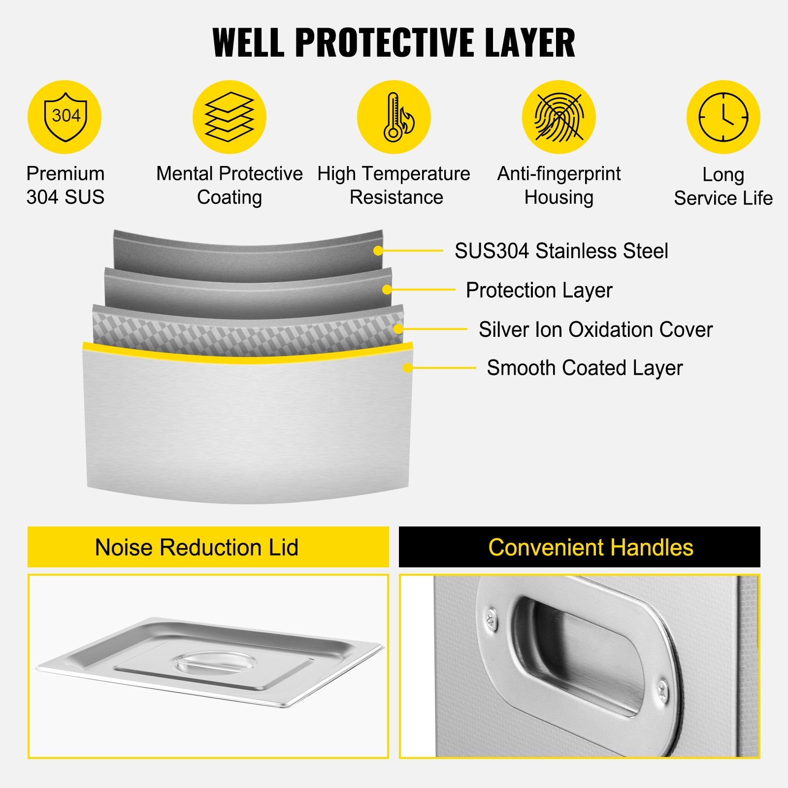 Vevor Powerful Stainless Steel 13.5-15 L Liters Ultrasonic Cleaner 360W Digital Heater Timer 7