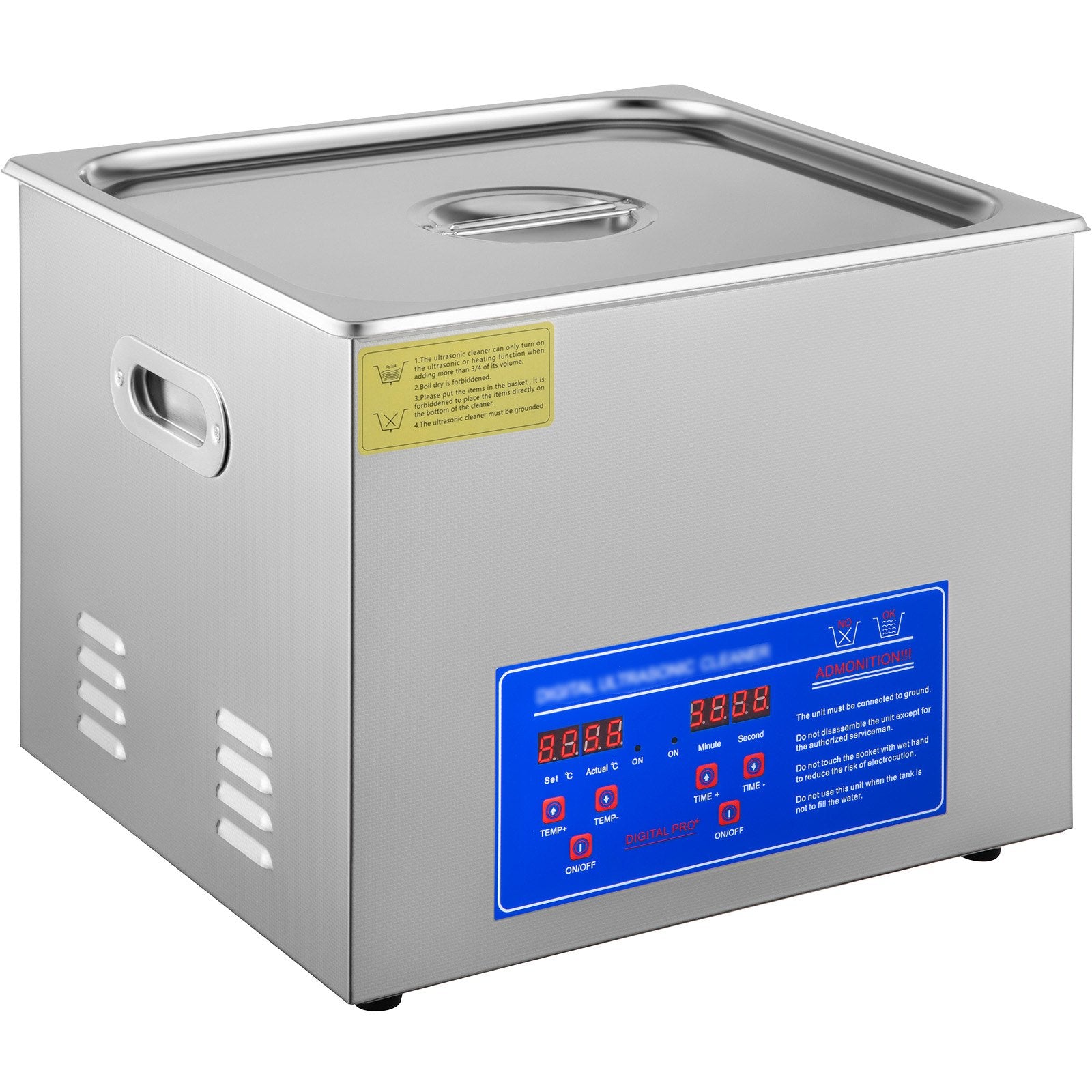 Vevor Powerful Stainless Steel 13.5-15 L Liters Ultrasonic Cleaner 360W Digital Heater Timer 10