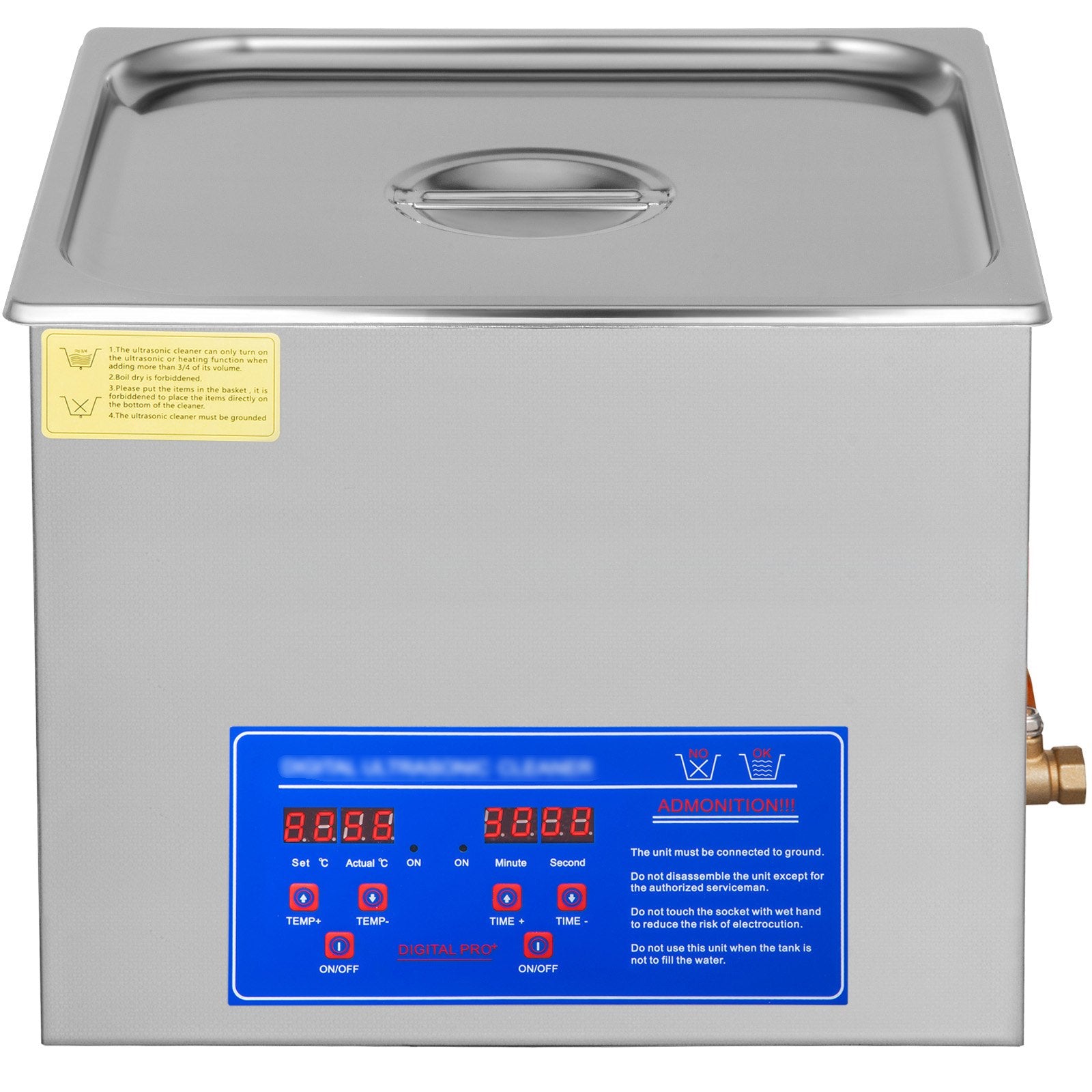 Vevor Powerful Stainless Steel 13.5-15 L Liters Ultrasonic Cleaner 360W Digital Heater Timer 11