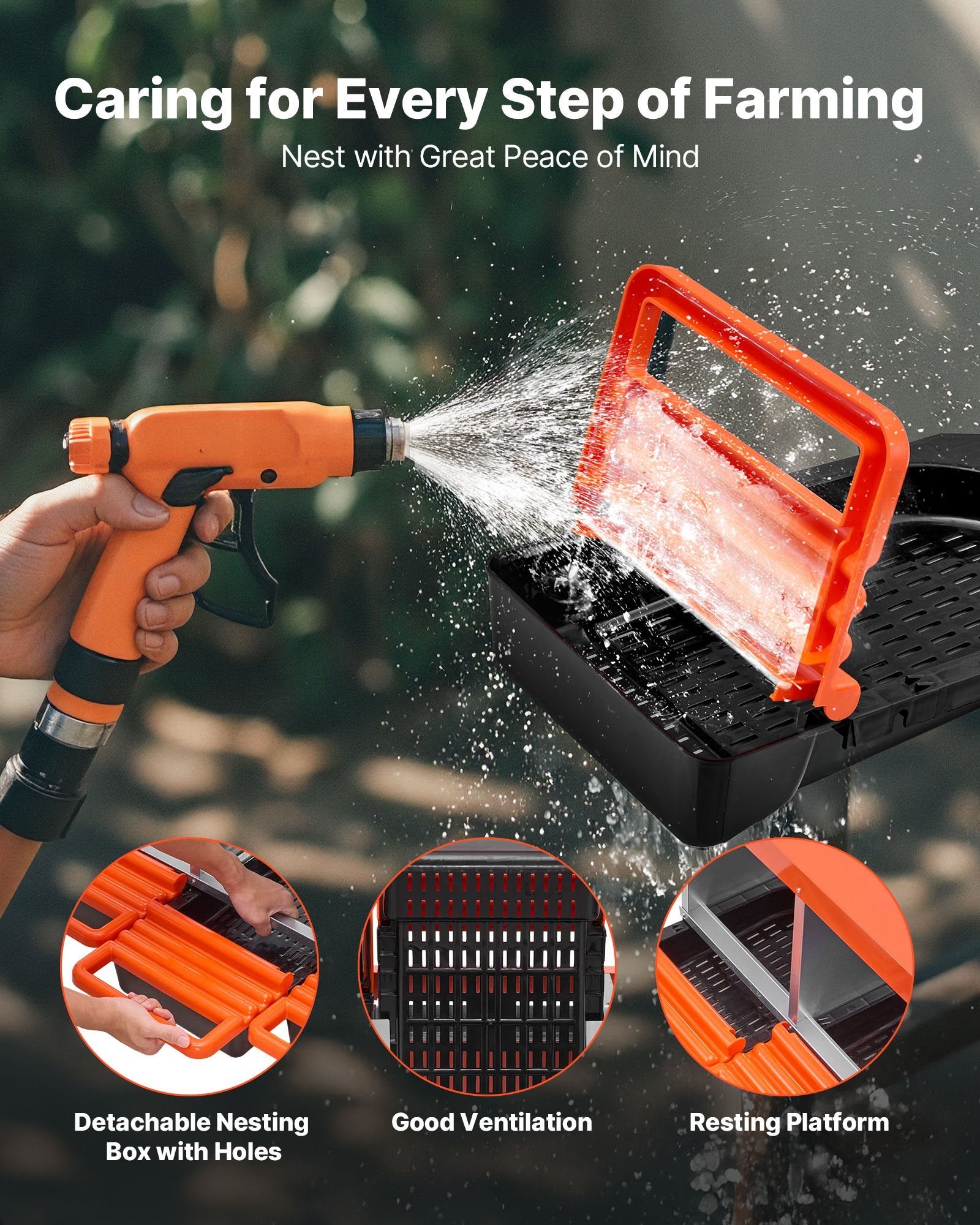 VEVOR Chicken Nest Box, 3-Compartment, 15 to 30 in Stable & Corrosion-Resistant Metal Nesting Boxes with Inclined Nesting Boxes, Bottom Holes & Resting Platform, Fit for Different Chicken Breeds 6