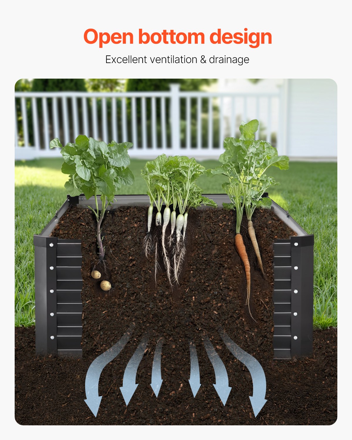 VEVOR Metal Raised Garden Bed, 6 x 3 x 1.5 ft Outdoor Galvanized Planter Box, with Open Bottom, Large Planter Raised Bed for Gardening Vegetables, Flowers, Herbs, and Succulent Plants, Dark Gray 6