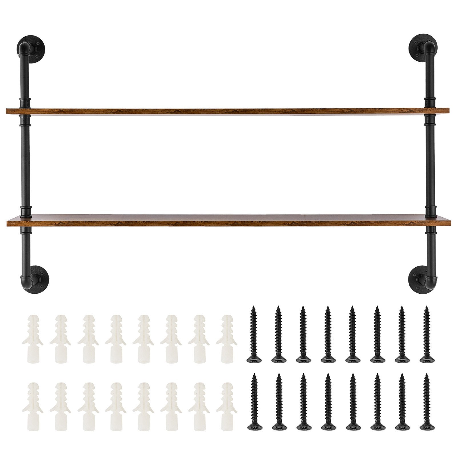 VEVOR Industrial Pipe Shelf 2 Tier 48x 9.84in Wall-Mount for Kitchen Bedroom 9