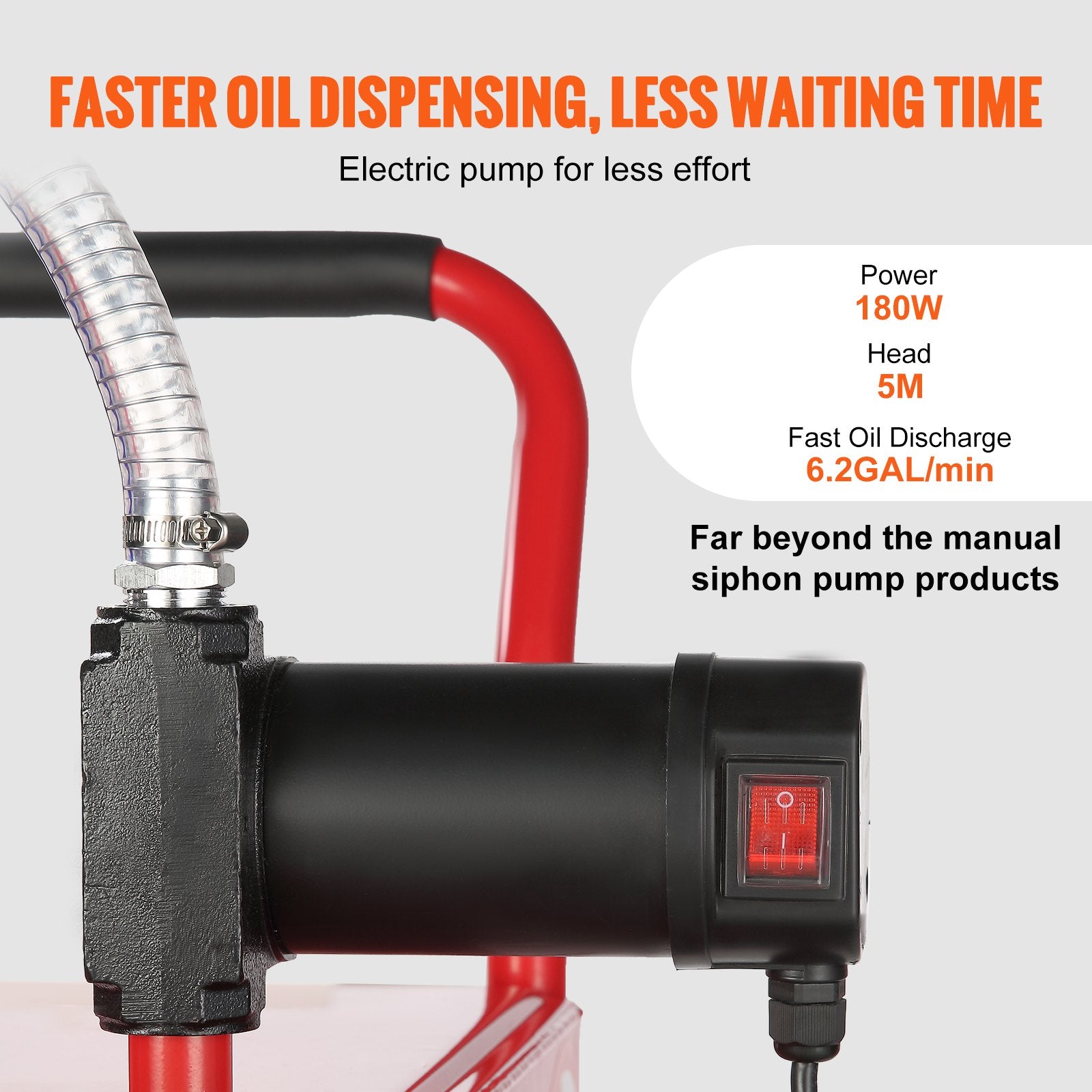 VEVOR 30 Gallon Fuel Caddy Portable Storage Tank 23.5 L/min with 180W Pump 5