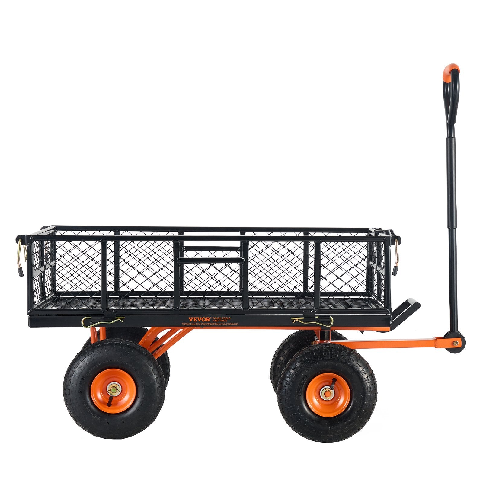 VEVOR Dump Cart, Metal Garden Dump Cart with Easy to Assemble Frame, Dump Wagon with 2-in-1 Convertible Handle, Utility Wheelbarrow 399kg Capacity, 25.4cm Tires 10