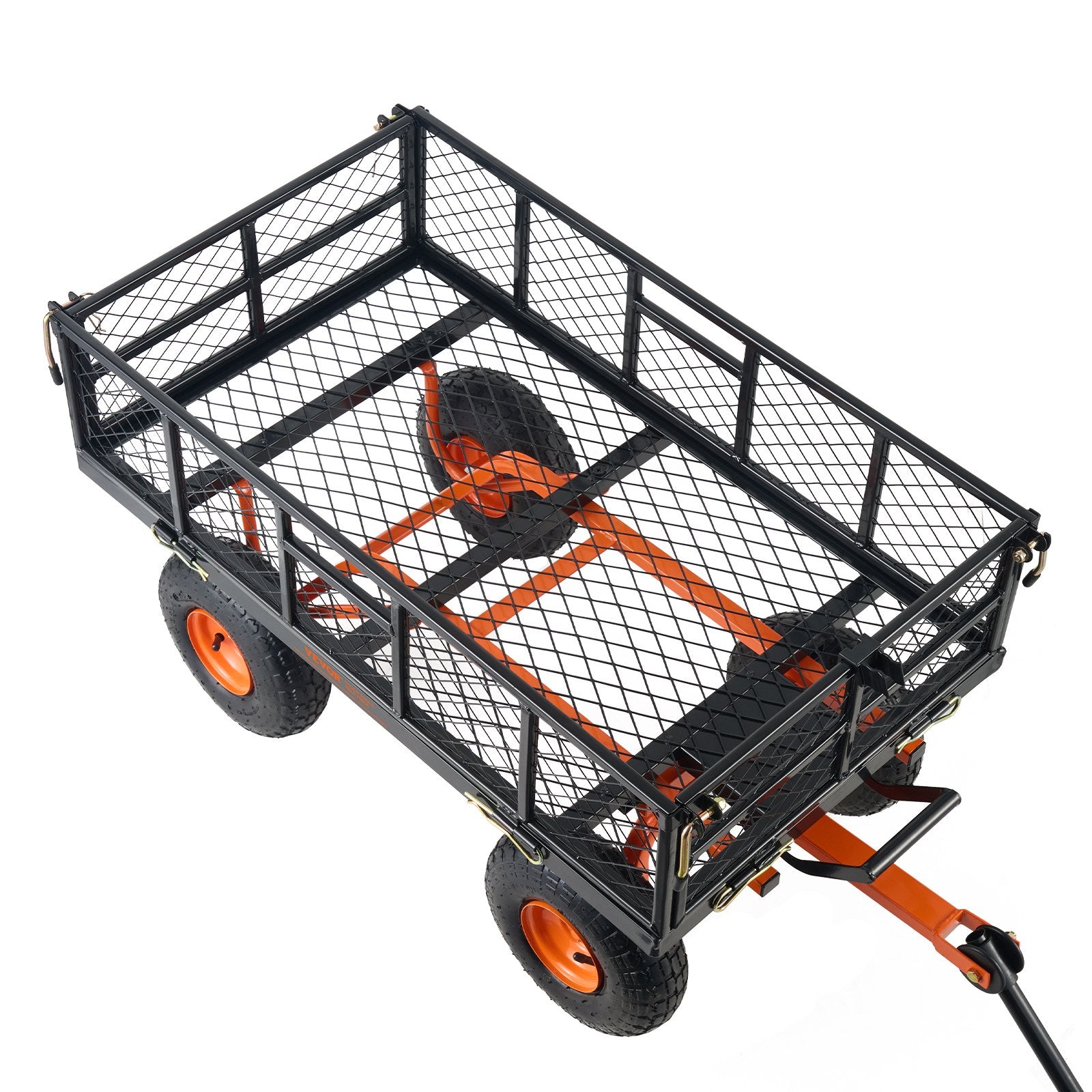 VEVOR Dump Cart, Metal Garden Dump Cart with Easy to Assemble Frame, Dump Wagon with 2-in-1 Convertible Handle, Utility Wheelbarrow 399kg Capacity, 25.4cm Tires 11