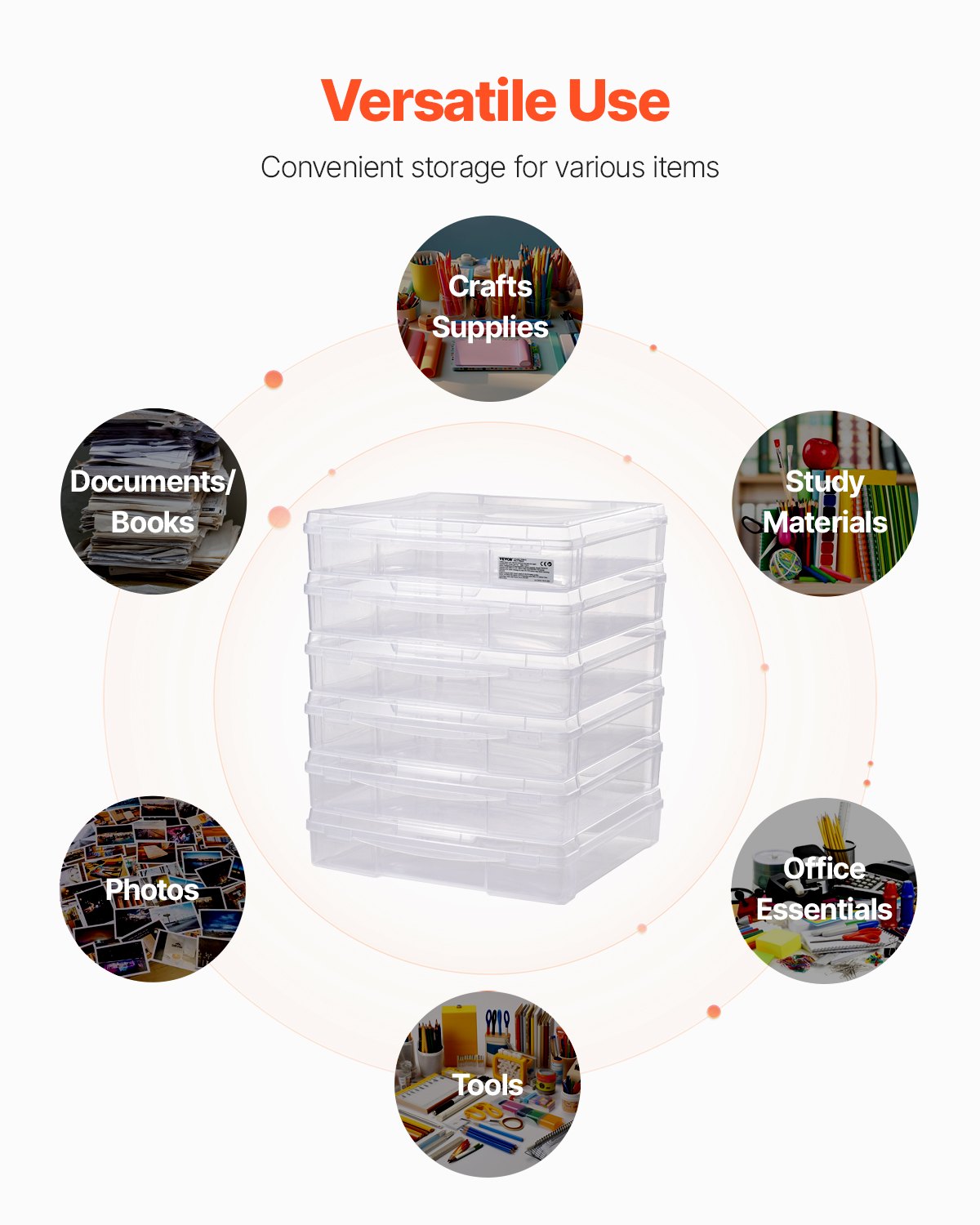 Scrapbook Paper Storage 6 Pack Stackable Plastic Board Game Boxes Clear Case 5