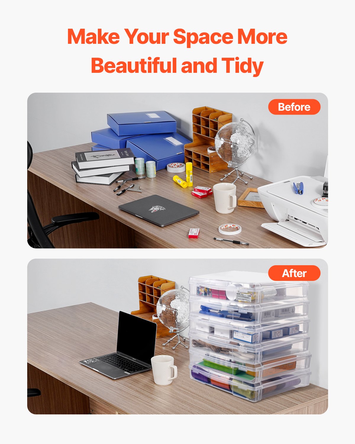 Scrapbook Paper Storage 6 Pack Stackable Plastic Board Game Boxes Clear Case 6