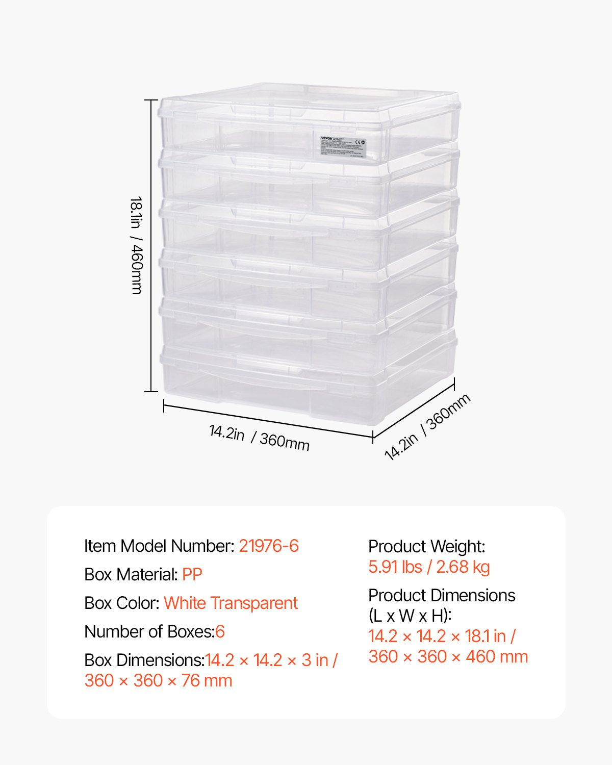 Scrapbook Paper Storage 6 Pack Stackable Plastic Board Game Boxes Clear Case 7